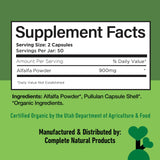 Complete Natural Products Alfalfa Pura, proceso hecho en EE. UU. y control de calidad