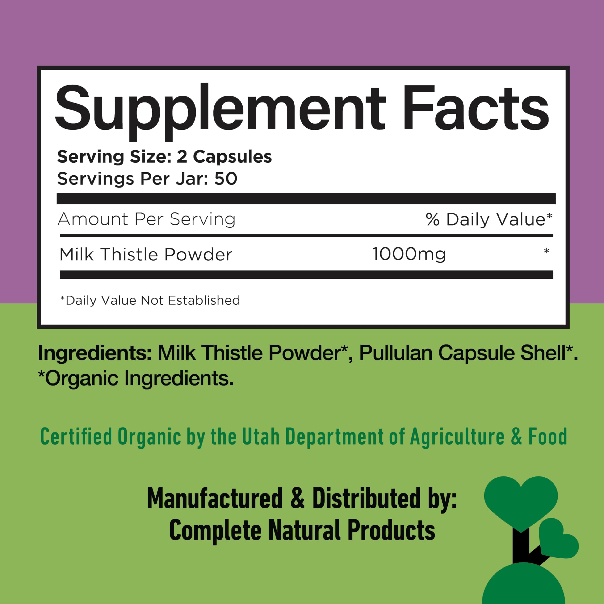 Cápsulas veganas de Complete Natural Products, fórmula a base de plantas.