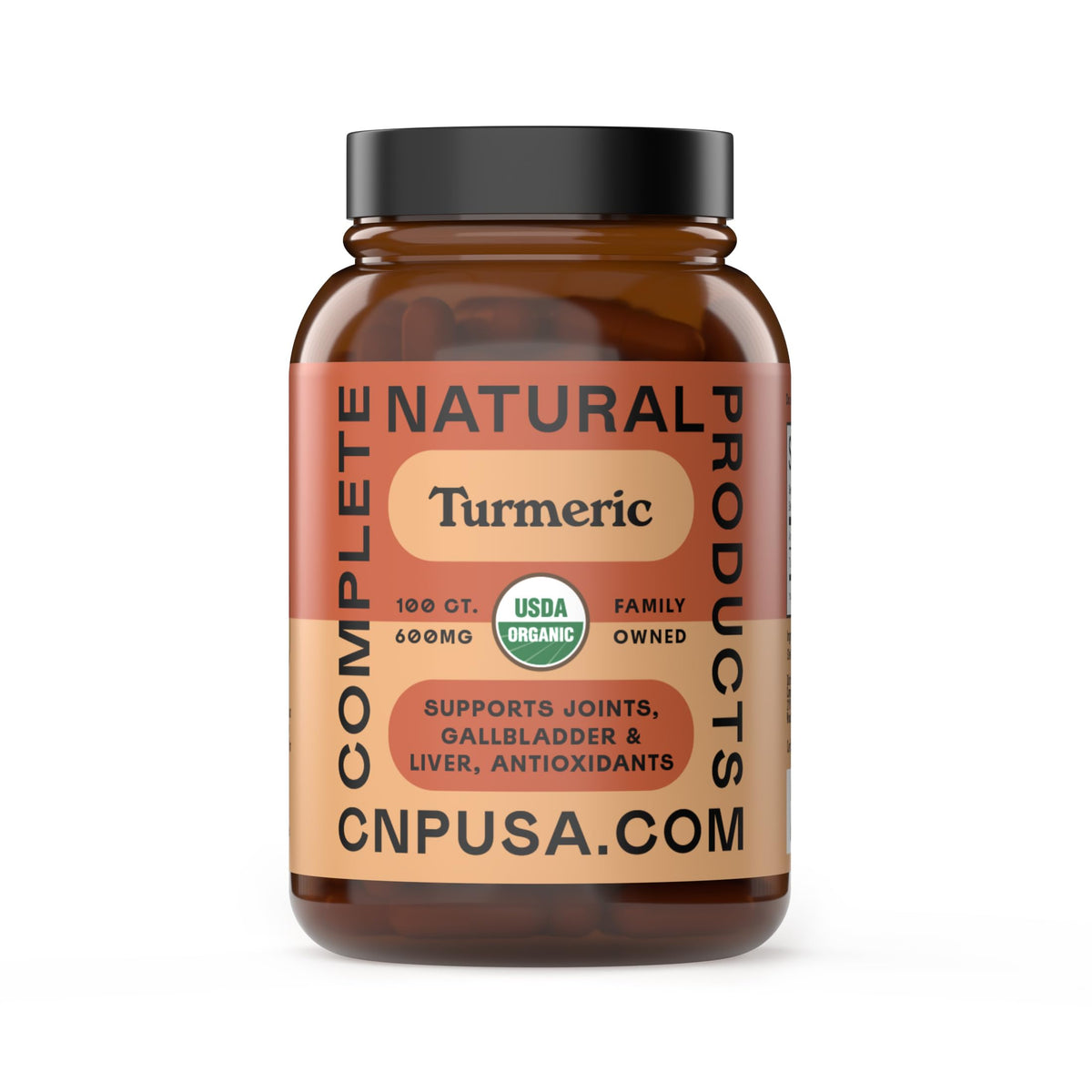 Complete Natural Products cúrcuma 600 mg, bote de vidrio para uso diario