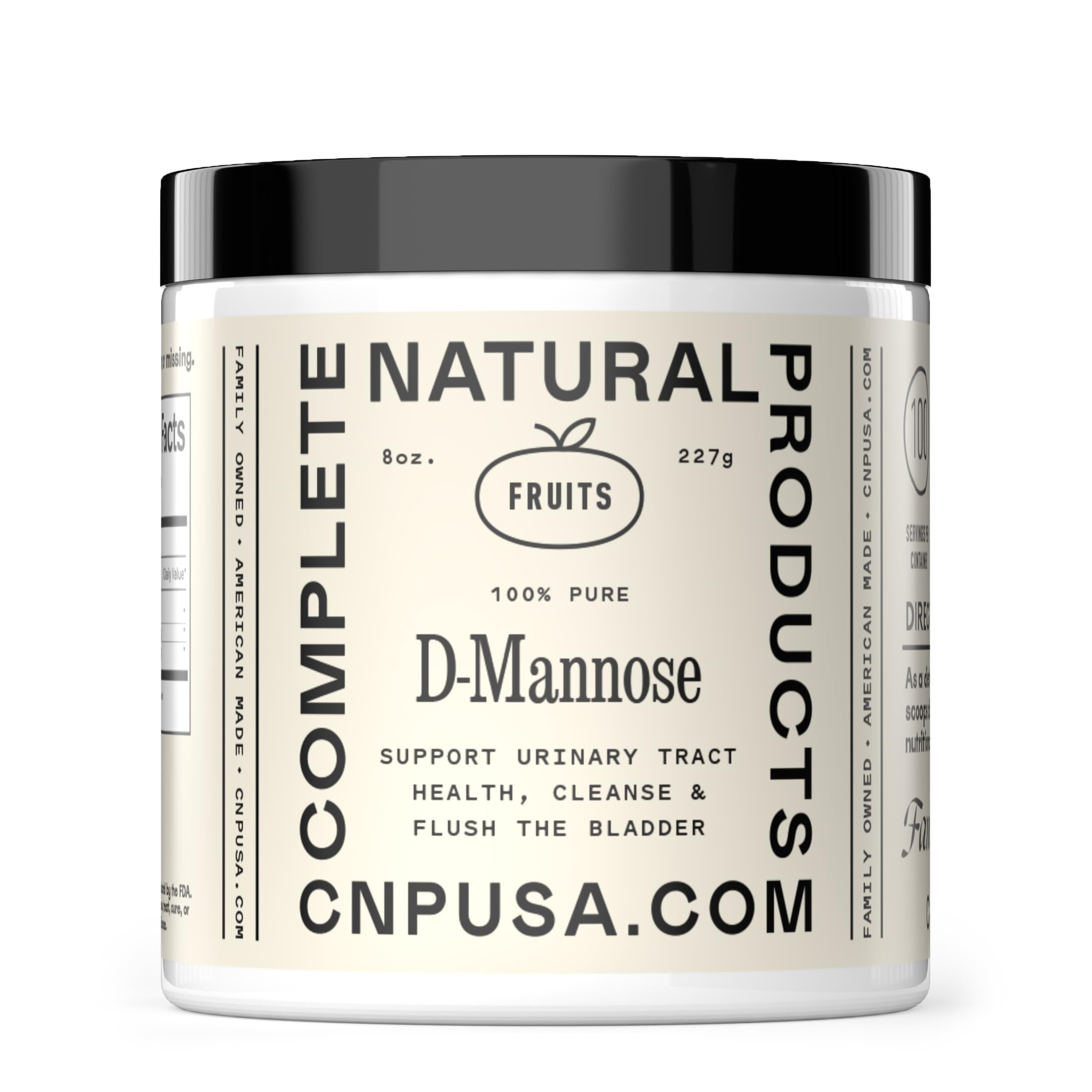 D‑Mannosa en polvo de Complete Natural Products en la jarra, mezcla fácil para uso diario