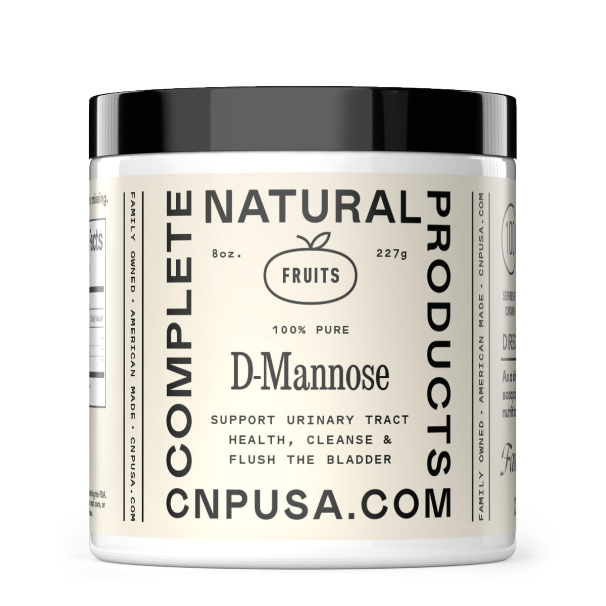 D‑Mannosa en polvo de Complete Natural Products en la jarra, mezcla fácil para uso diario