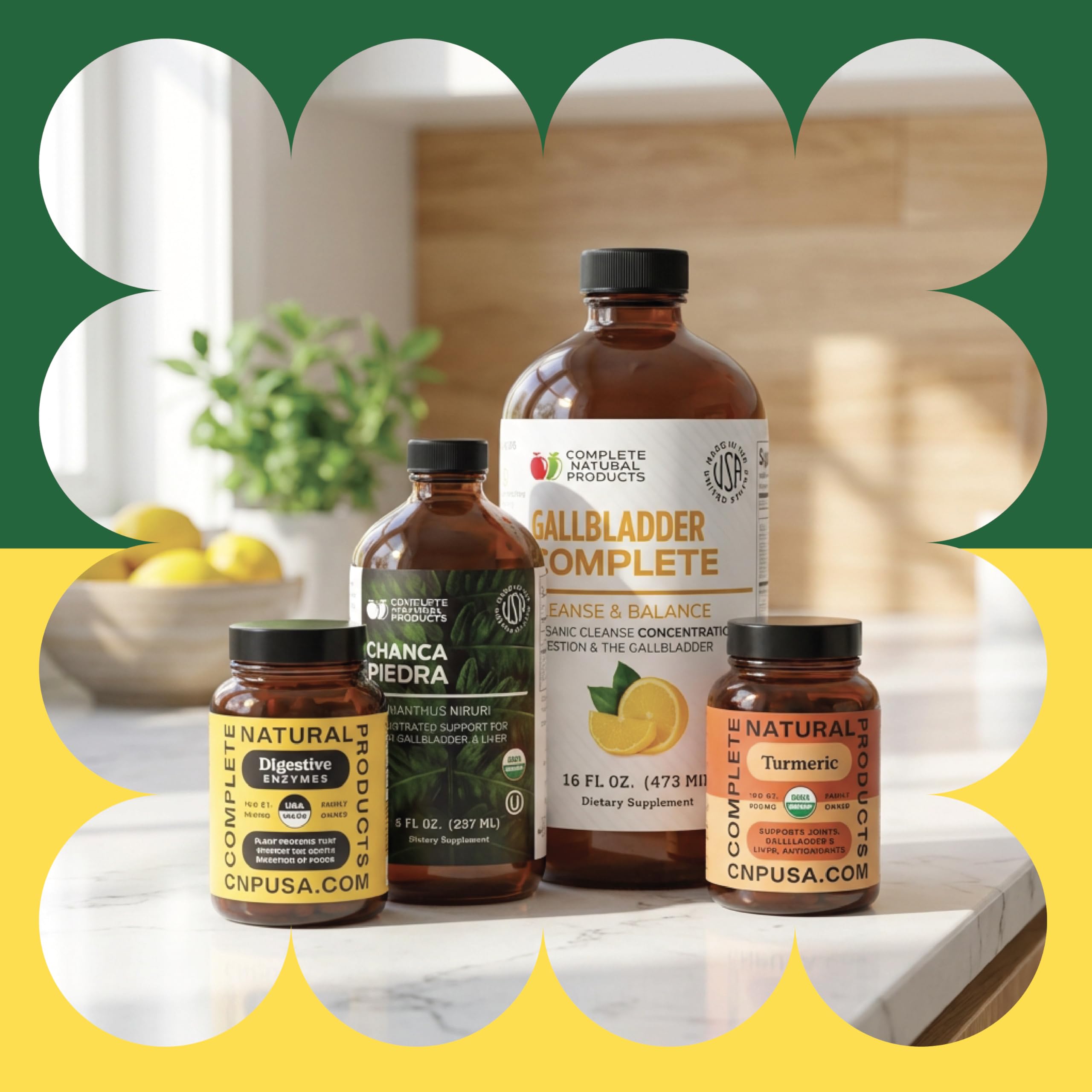Complete Natural Products – Ingredientes clave: Chanca Piedra, Curcuma y Limón para flujo biliar.
