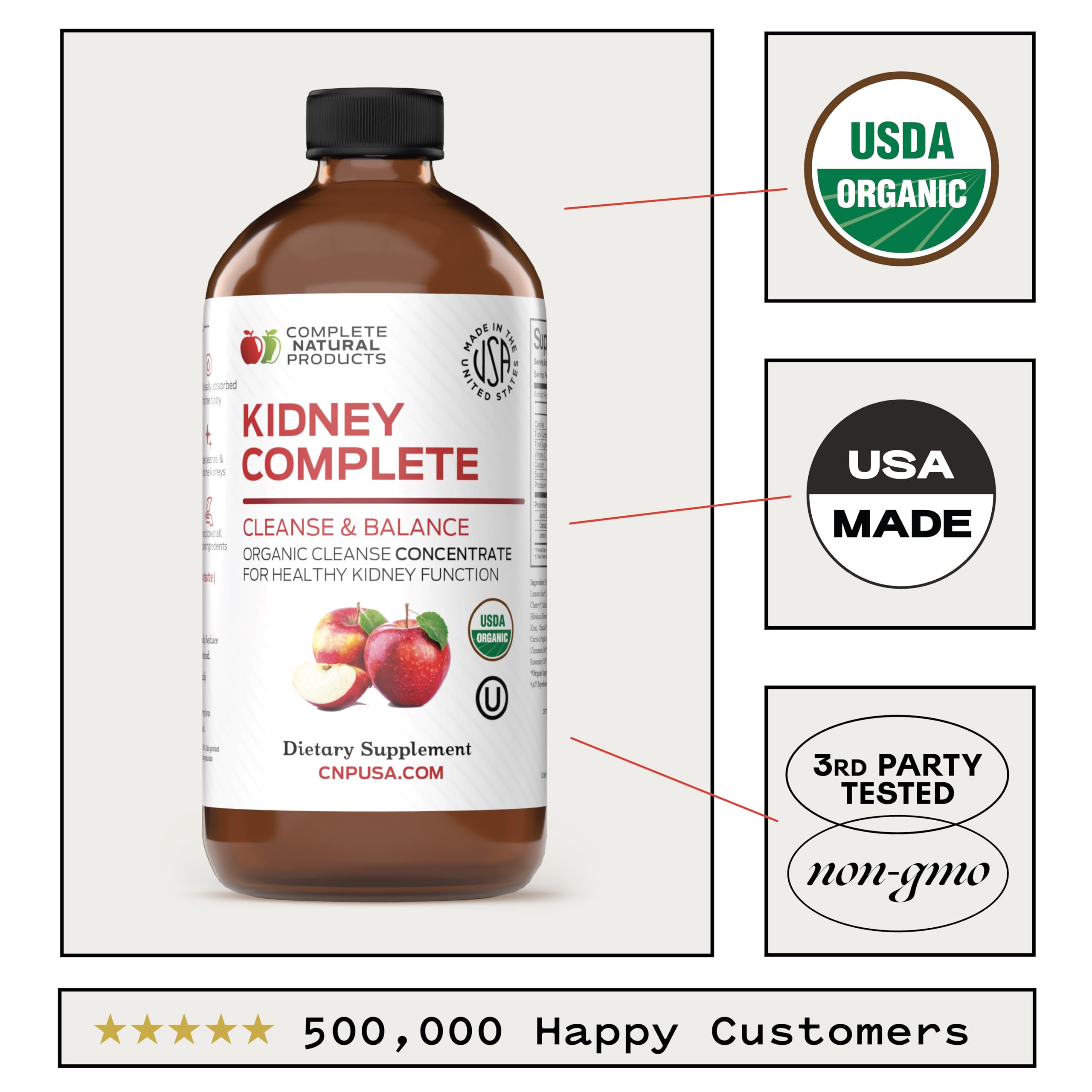 Complete Natural Products Kidney Complete: envase de 473 ml para uso diario.