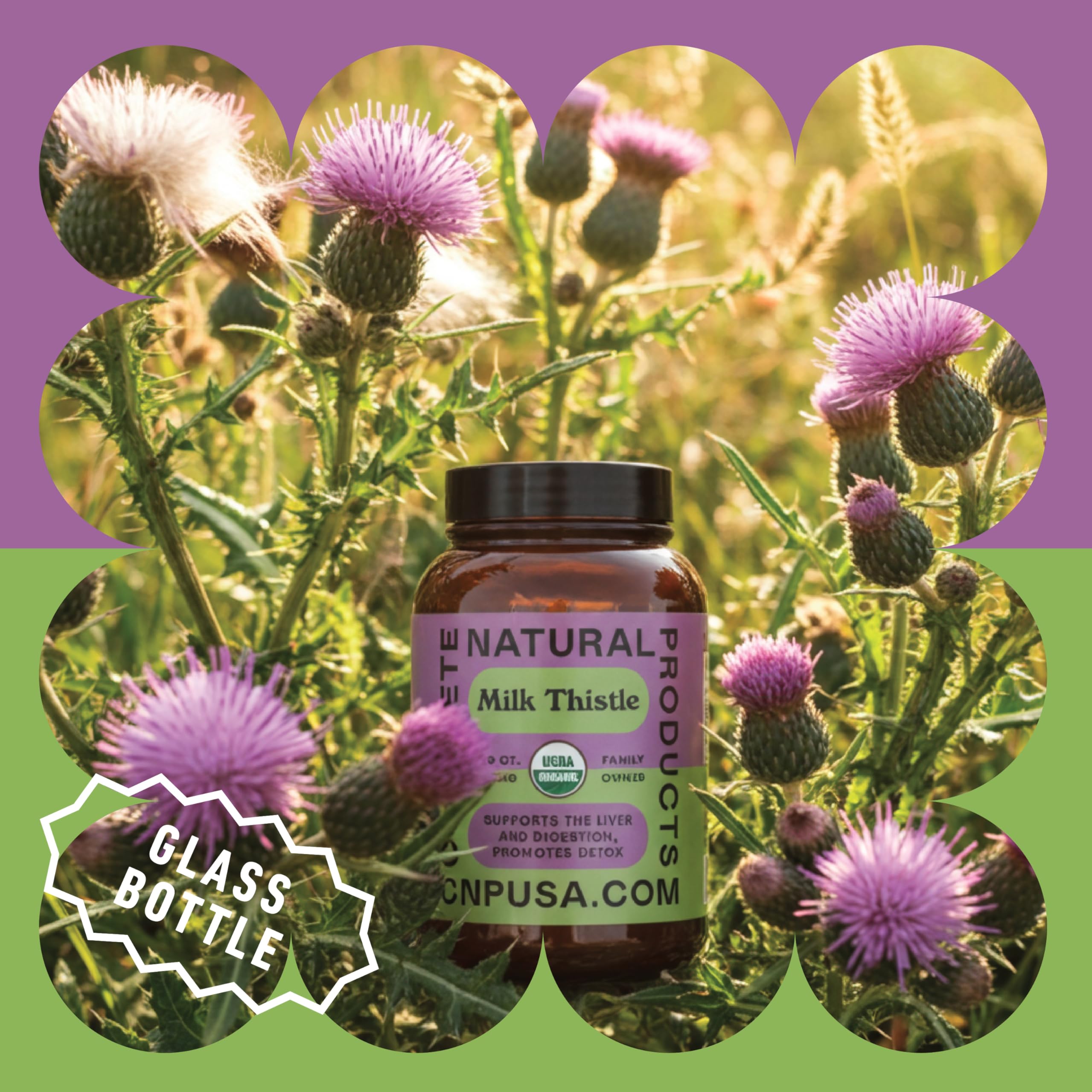 Cápsulas de 500 mg de silymarina de Complete Natural Products, dosis concentrada.