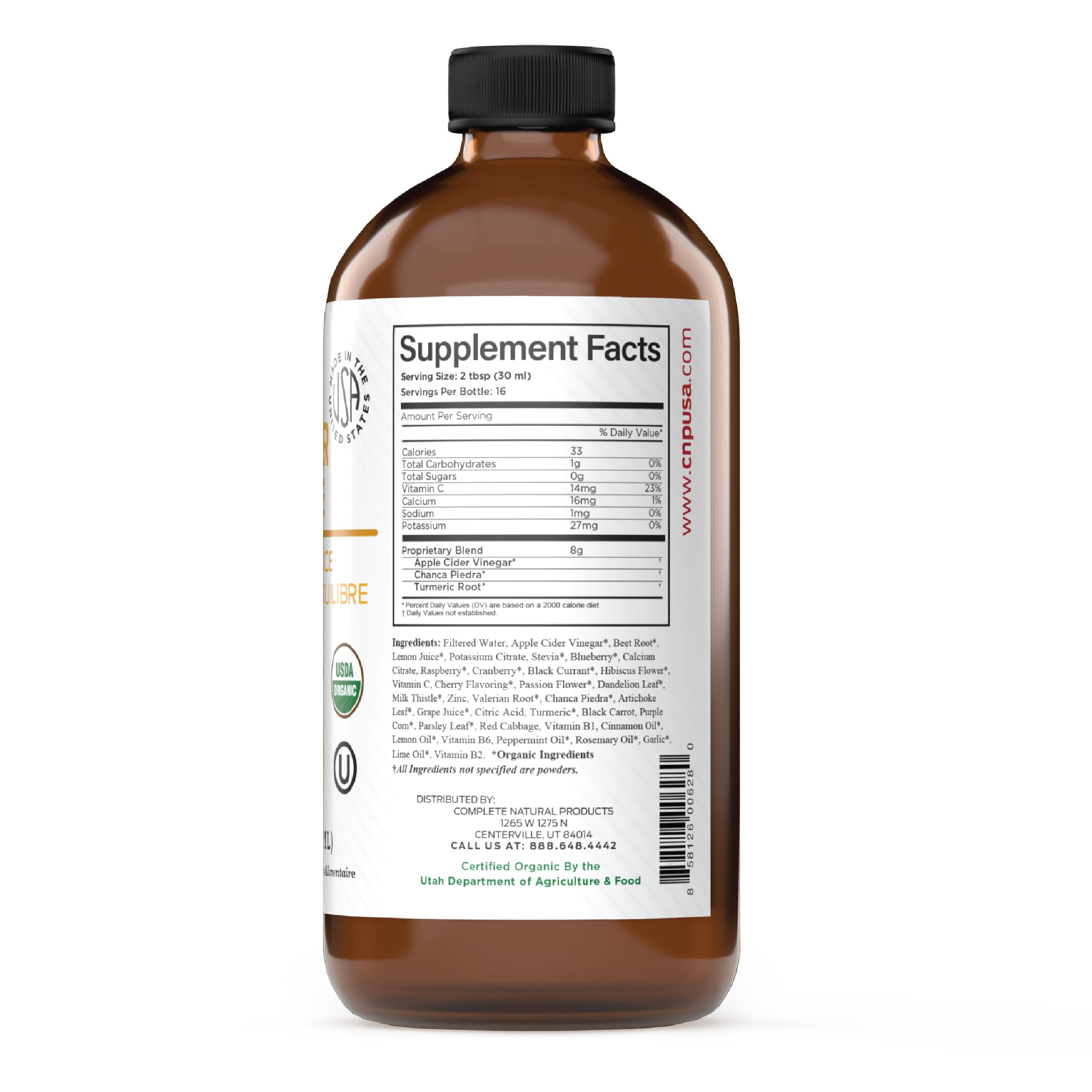 Complete Natural Products Vierte líquido en vaso para absorción rápida.