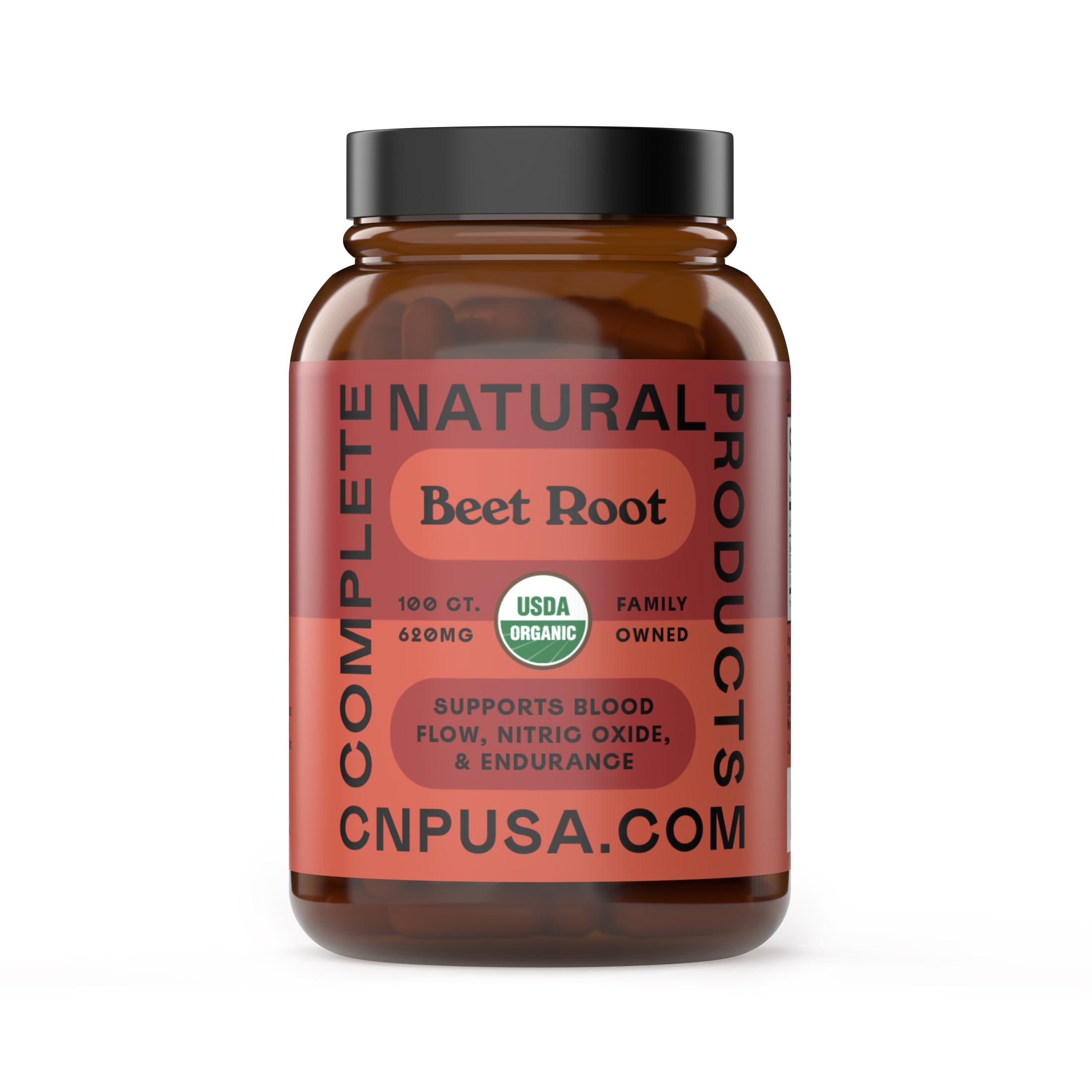 Complete Natural Remolacha Orgánica cápsulas 620 mg en botella para la rutina diaria.