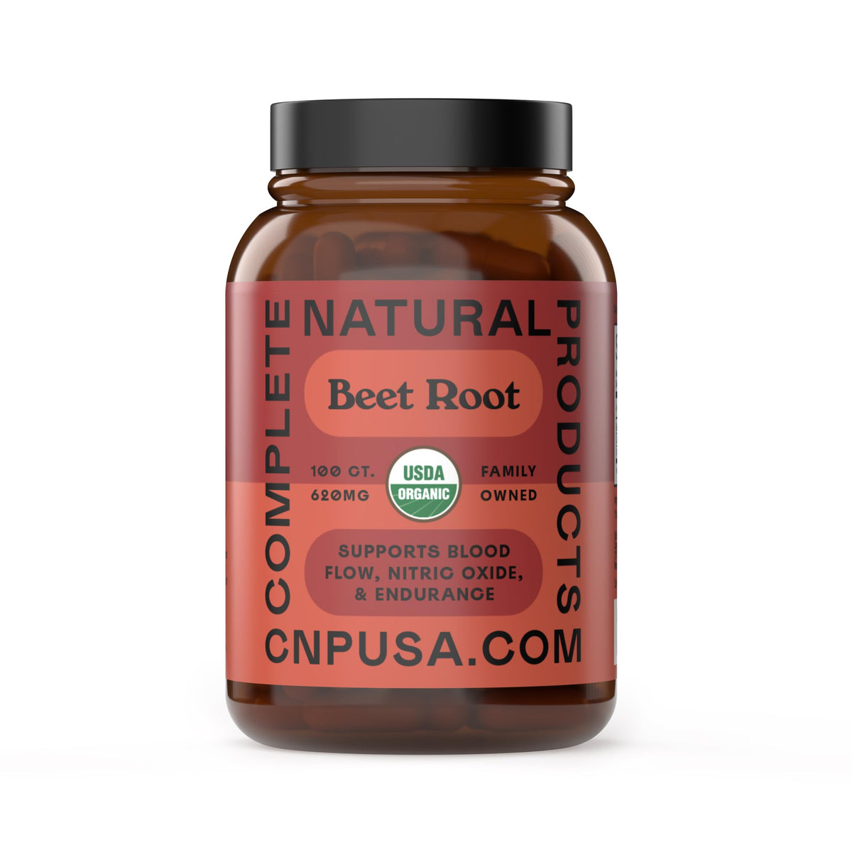 Complete Natural Remolacha Orgánica cápsulas 620 mg en botella para la rutina diaria.