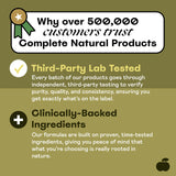 Complete Natural Sea Kelp Capsules: rótulo indica origen oceánico del producto.