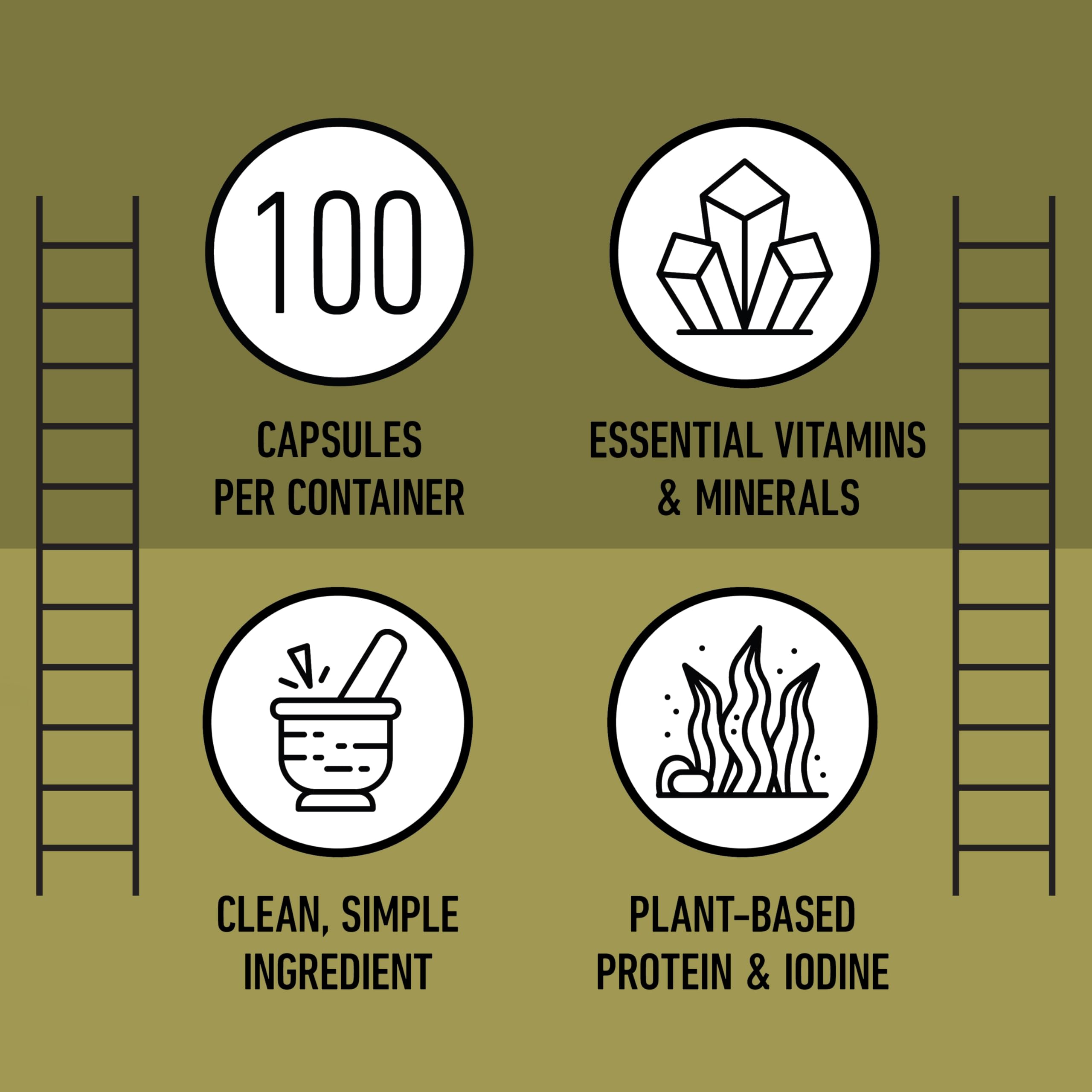 Complete Natural Sea Kelp Capsules: cápsulas claras sobre fondo blanco lista para consumir.