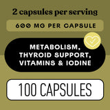 Complete Natural Sea Kelp Capsules: lista de ingredientes sin gluten ni azúcares.