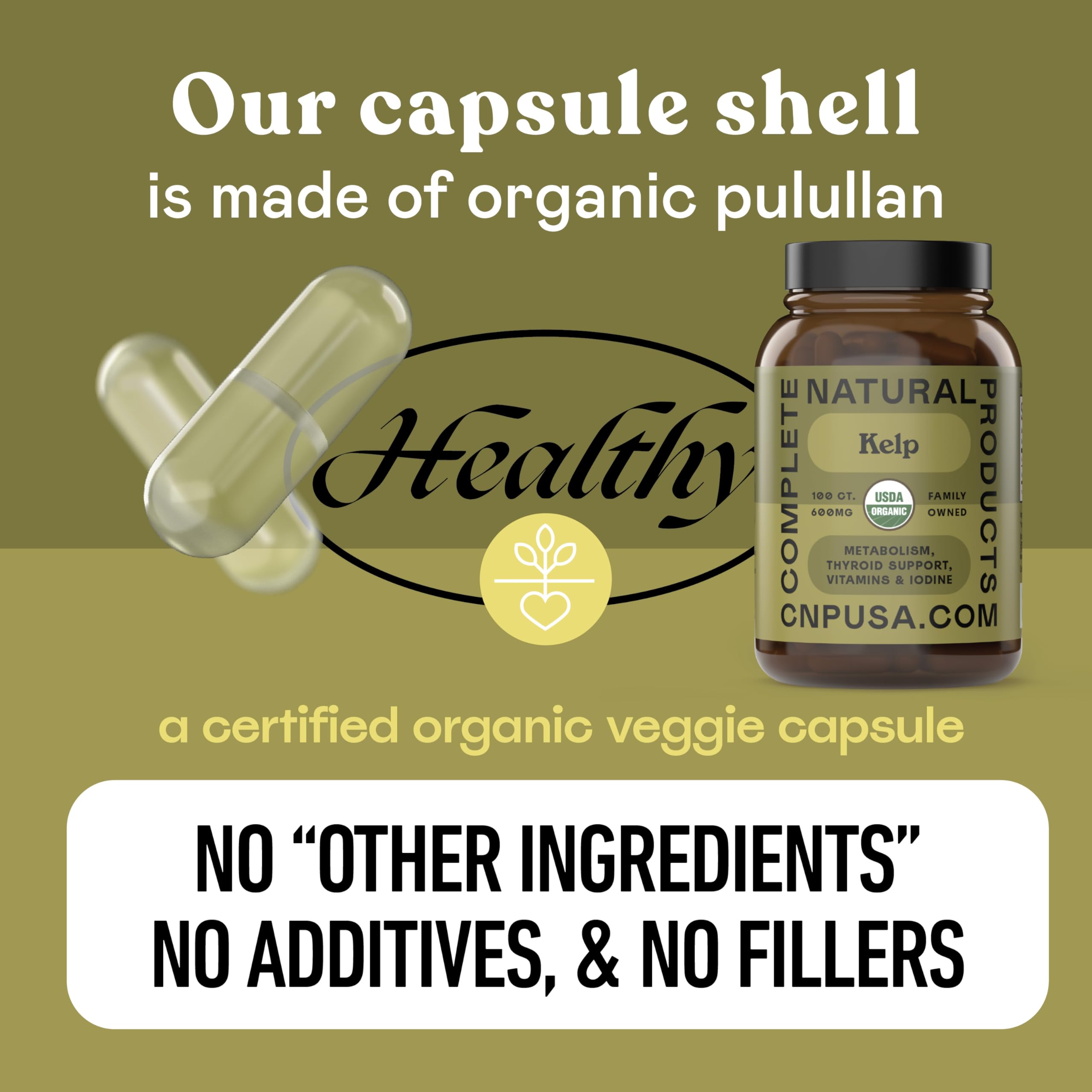 Complete Natural Sea Kelp Capsules: embalaje sostenible que protege el contenido.