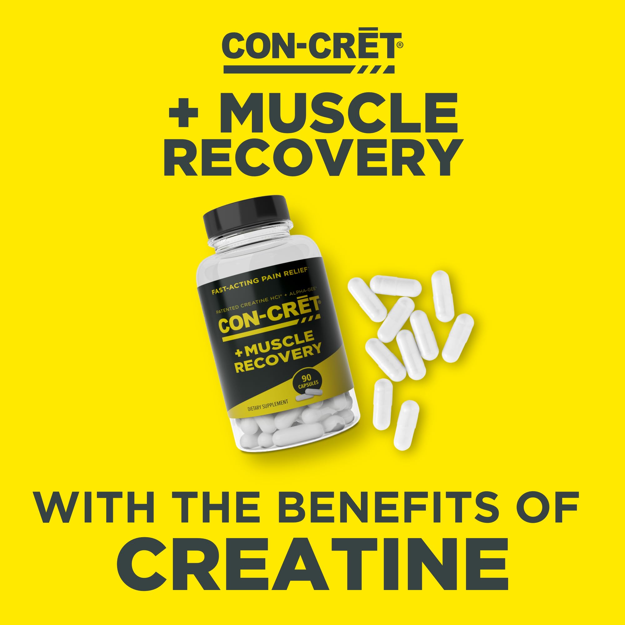 CON-CRET Alpha-GEE en etiqueta, muestra beneficio potencial para recuperación muscular.
