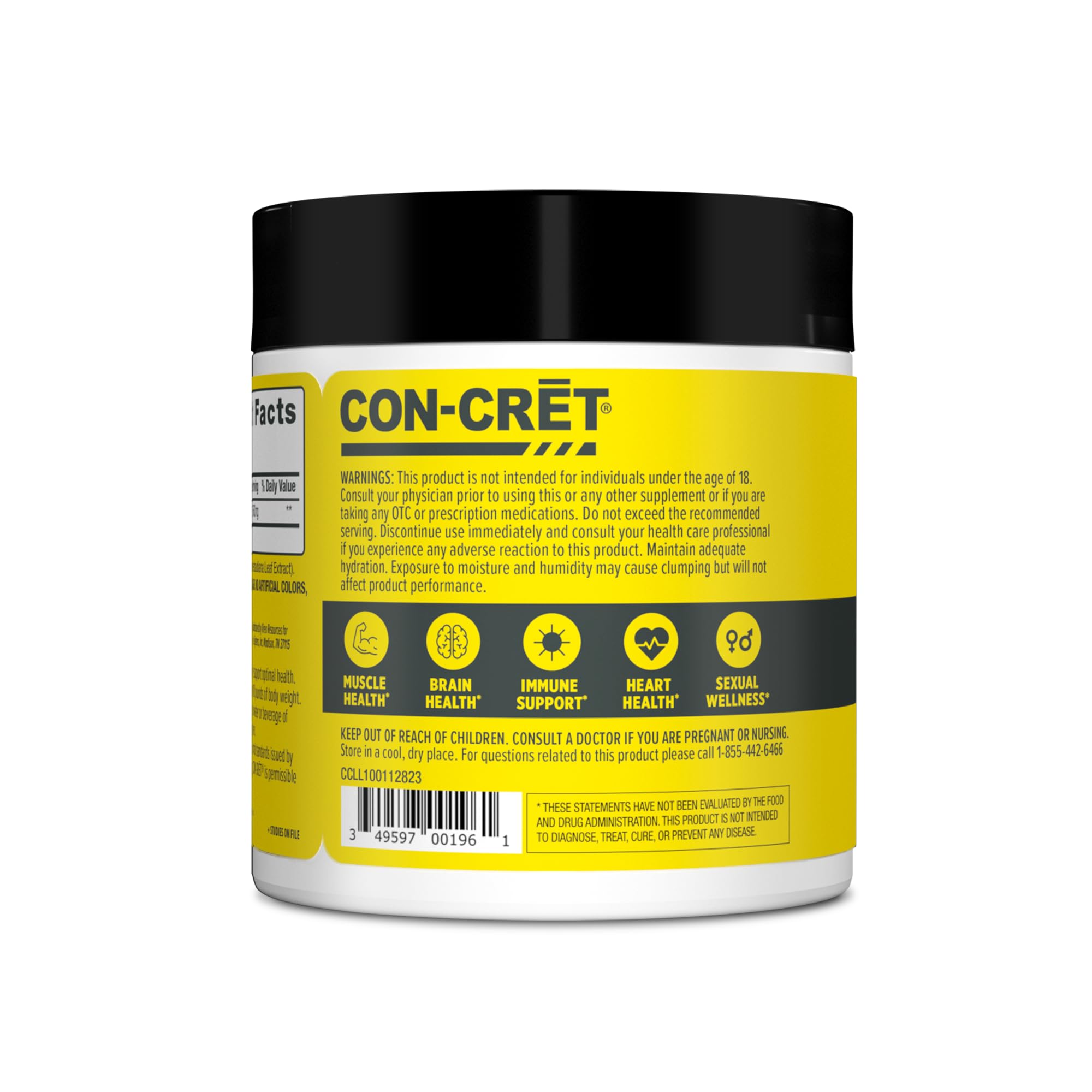 CON-CRET Creatine HCl polvo de fácil disolución para dosis reducidas.