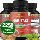 Cona Nature Haritaki, bote de cápsulas visible para apoyo digestivo diario.