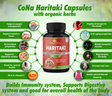 Cona Nature Haritaki, cápsulas con ingredientes orgánicos para una rutina saludable.