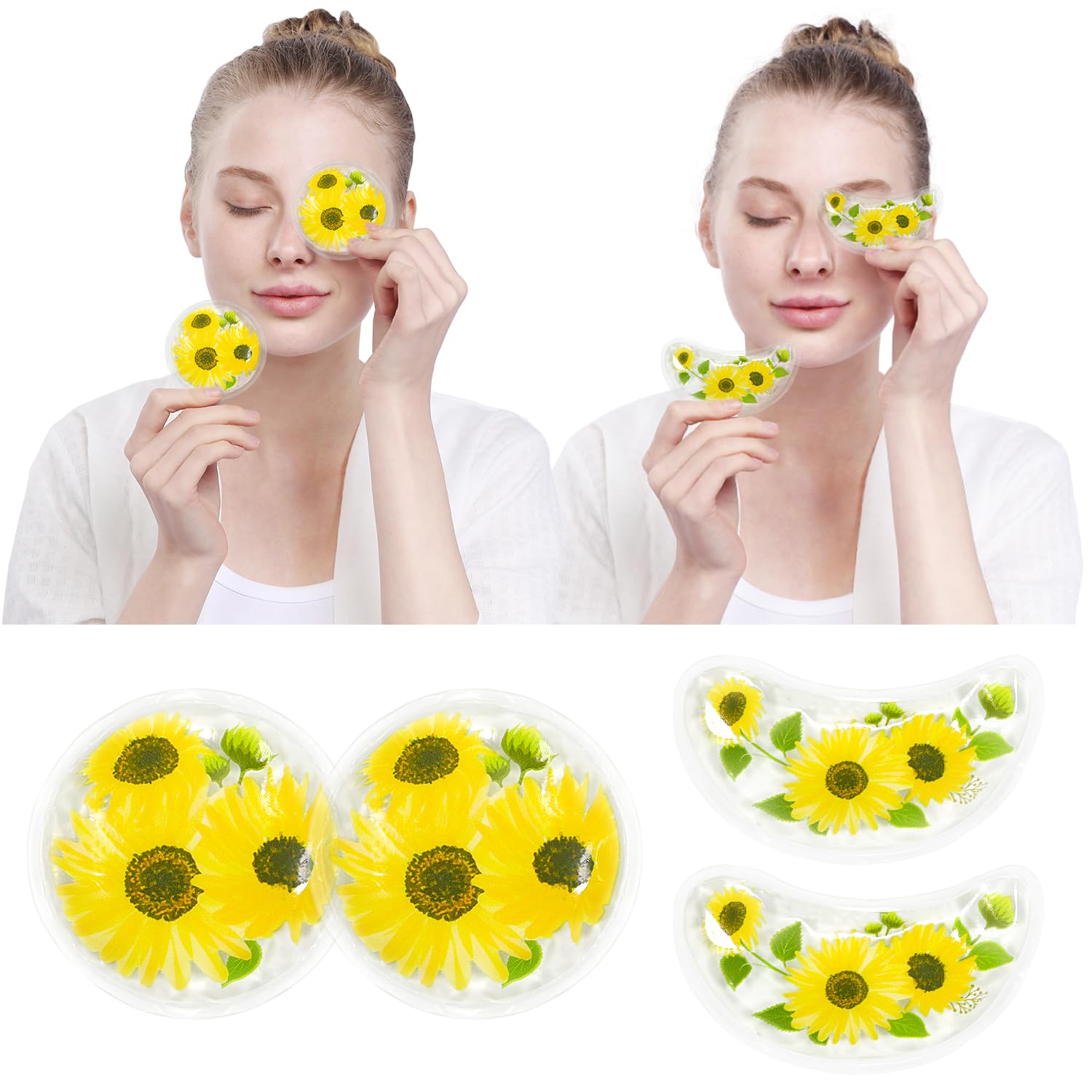 ConBella almohadillas gel ojos grandes para alivio focalizado de hinchazón y ojeras.