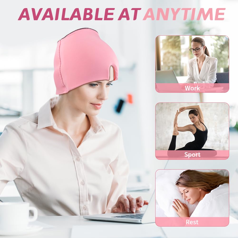 Conbella gorro relieve-temples: enfoque en sienes para mayor comodidad.