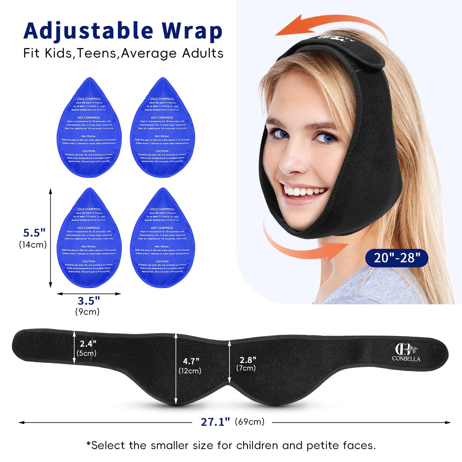 Cuatro paquetes de gel reutilizables CONBELLA para terapia fría o caliente