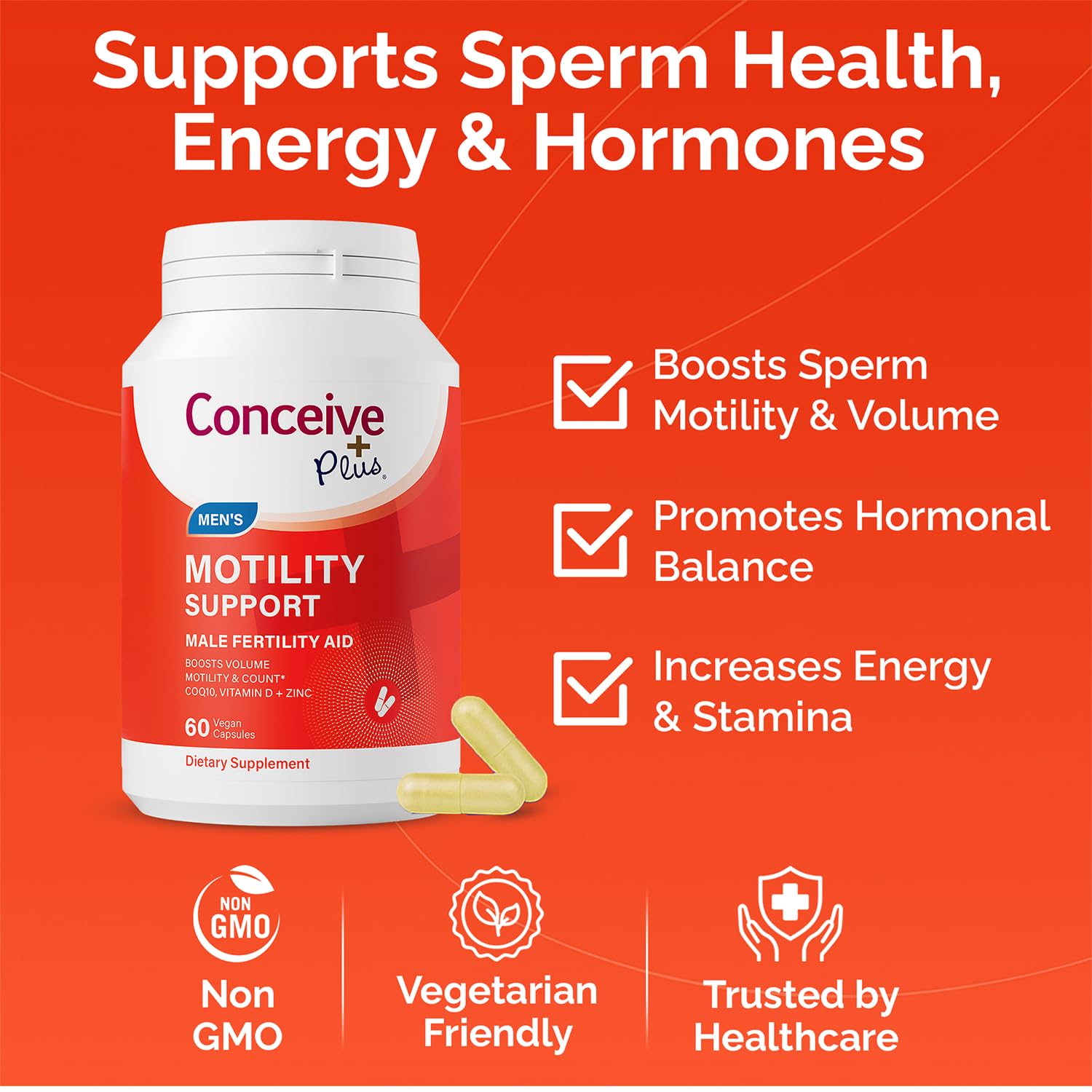 Conceive Plus Vitaminas D y E: soporte antioxidante para la salud reproductiva masculina.