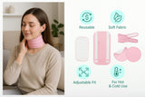 Conjunto de aceite de ricino, envoltura cuello, favorece confort y soporte suave.
