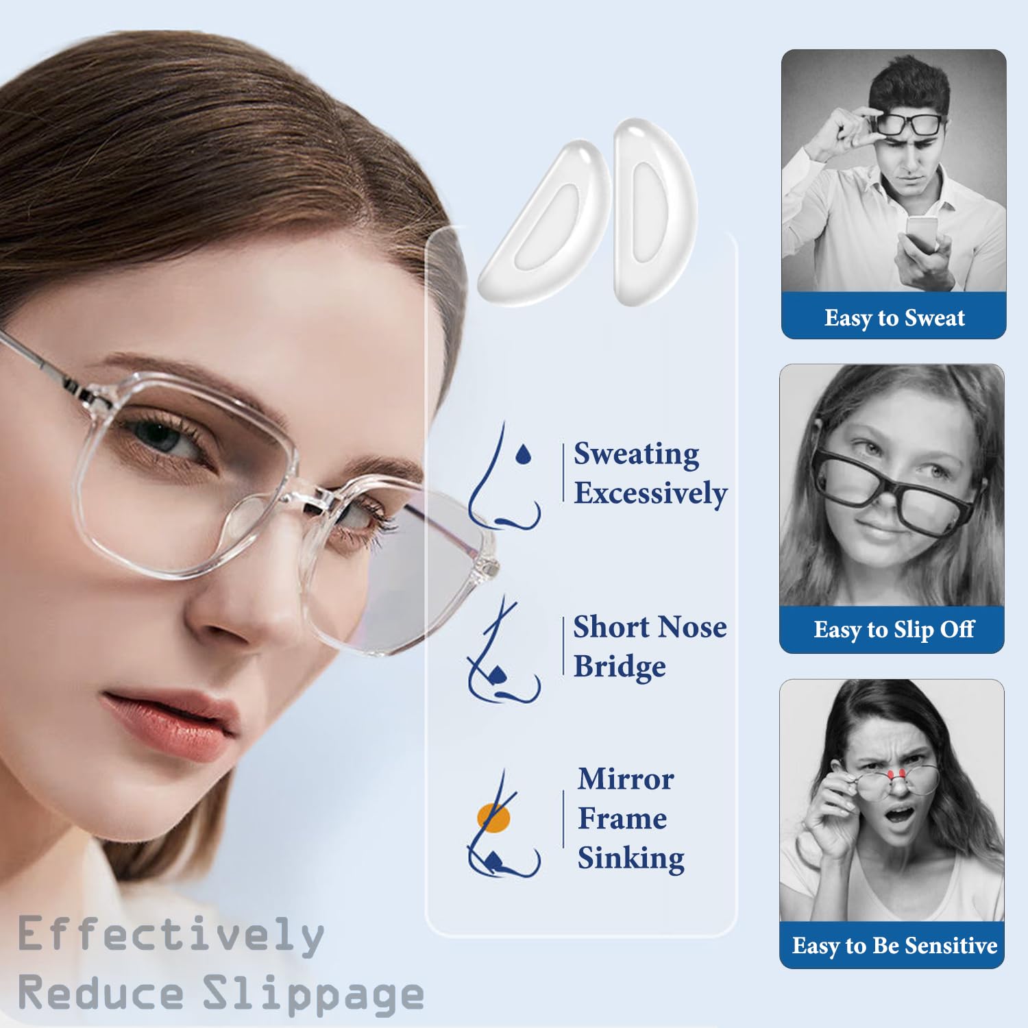 Consss almohadillas nasales proporcionan sujecion estable para gafas durante todo el dia.