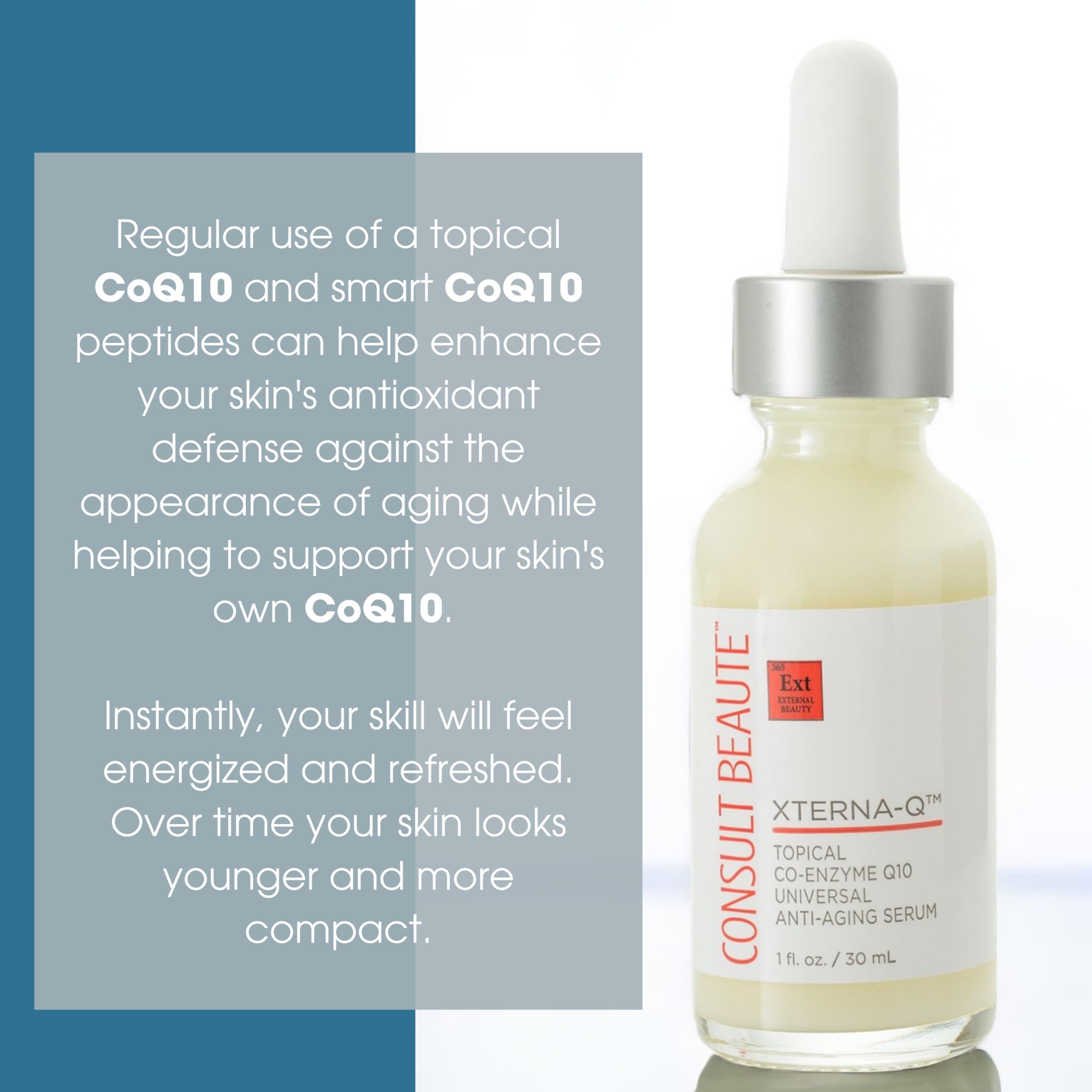 Consult Beaute XTERNA-Q etiqueta destacando CoQ10 y ingredientes clave