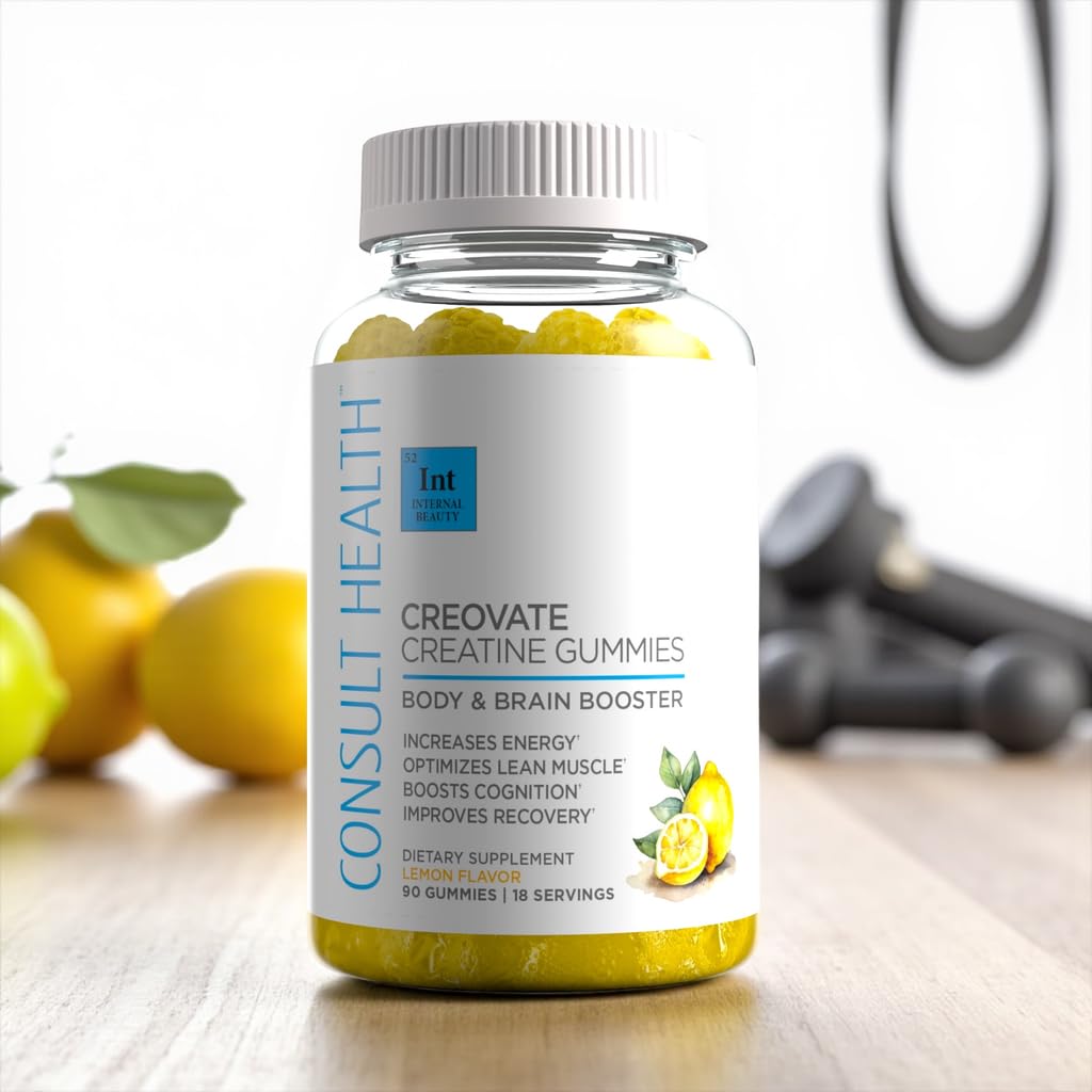 Consult Health Creovate Creatina Monohidrato Gomitas 5g uso diario para rendimiento y memoria