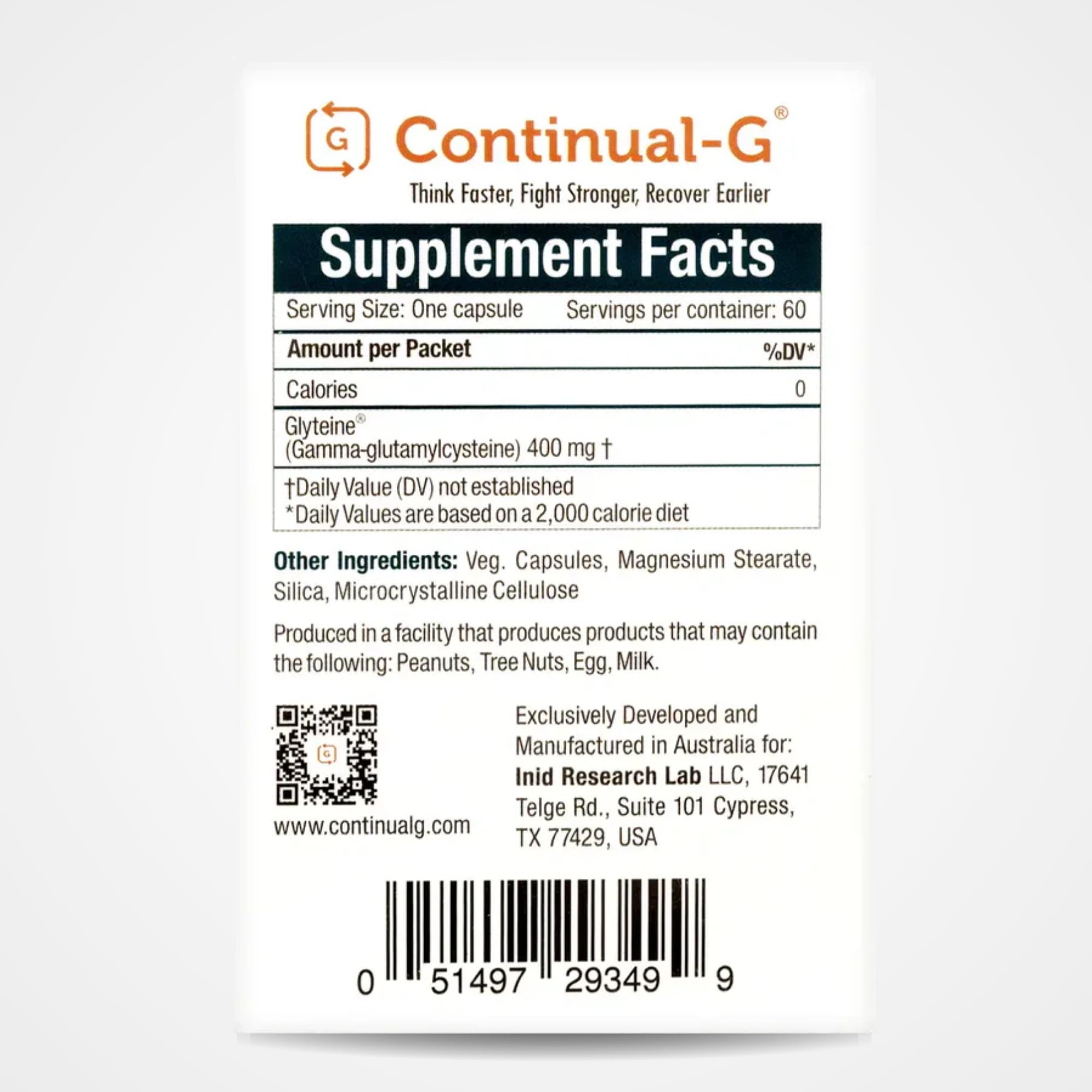 CONTINUAL-G Glyteine, cápsulas suaves para toma diaria y antioxidante suave.