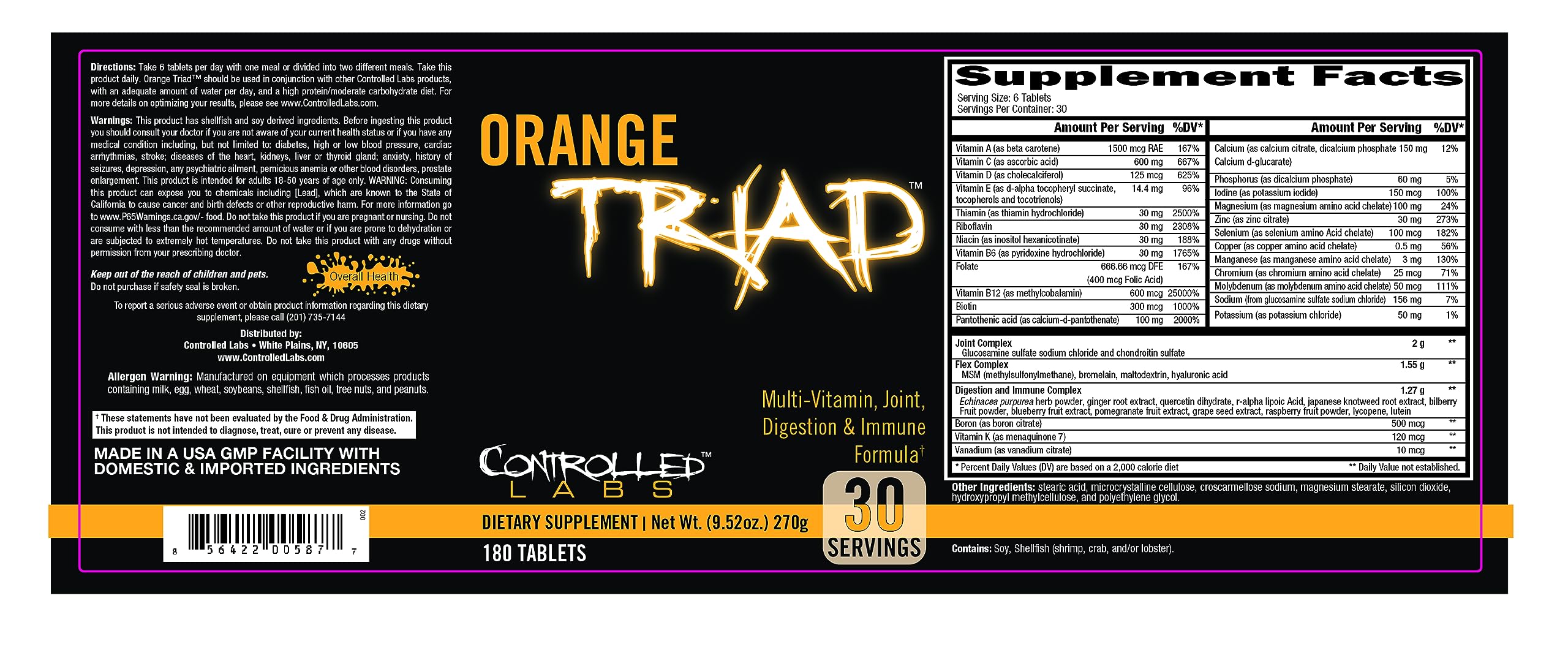 Uso diario con CONTROLLED LABS Orange Triad para perfiles de rendimiento.