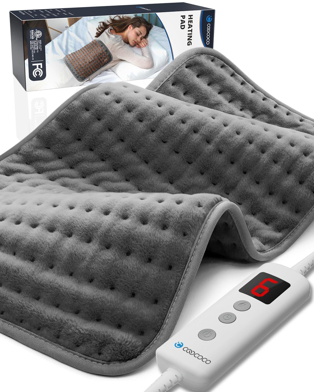 CooCoCo almohadilla de calor espalda 12x24, cobertura amplia para alivio relajante.
