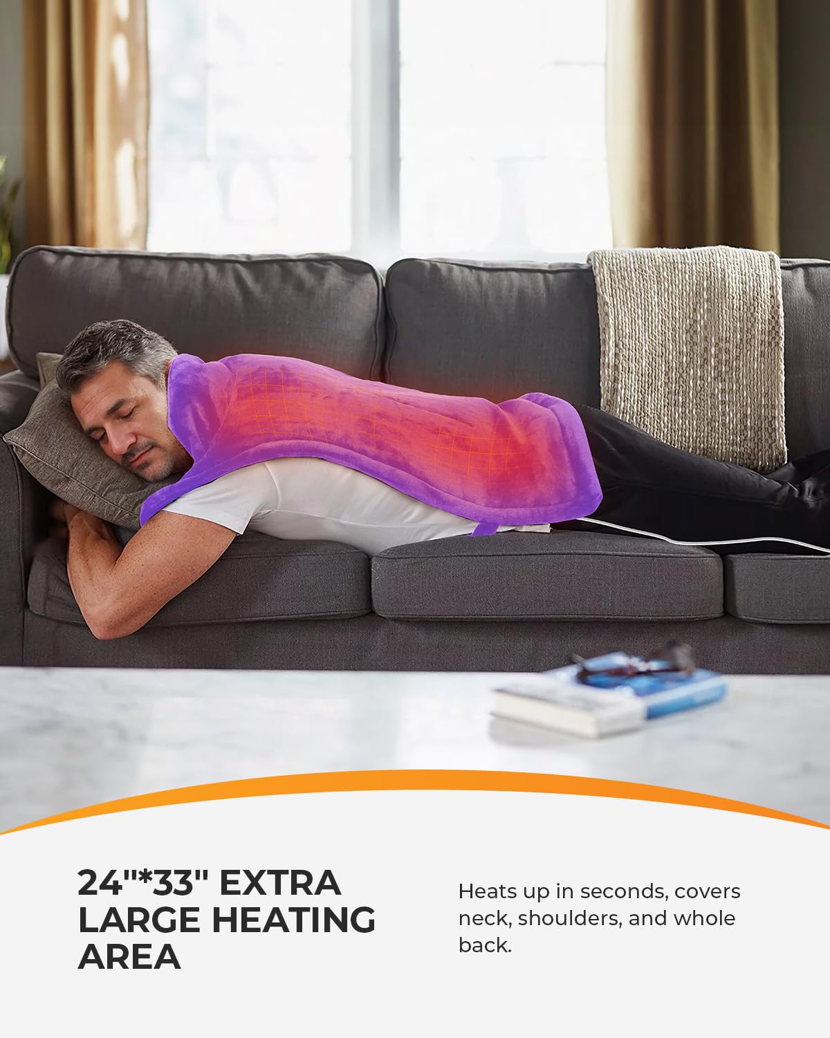 Almohadilla de calor CooCoCo, seis niveles, vista frontal, personaliza la intensidad para distintas necesidades.