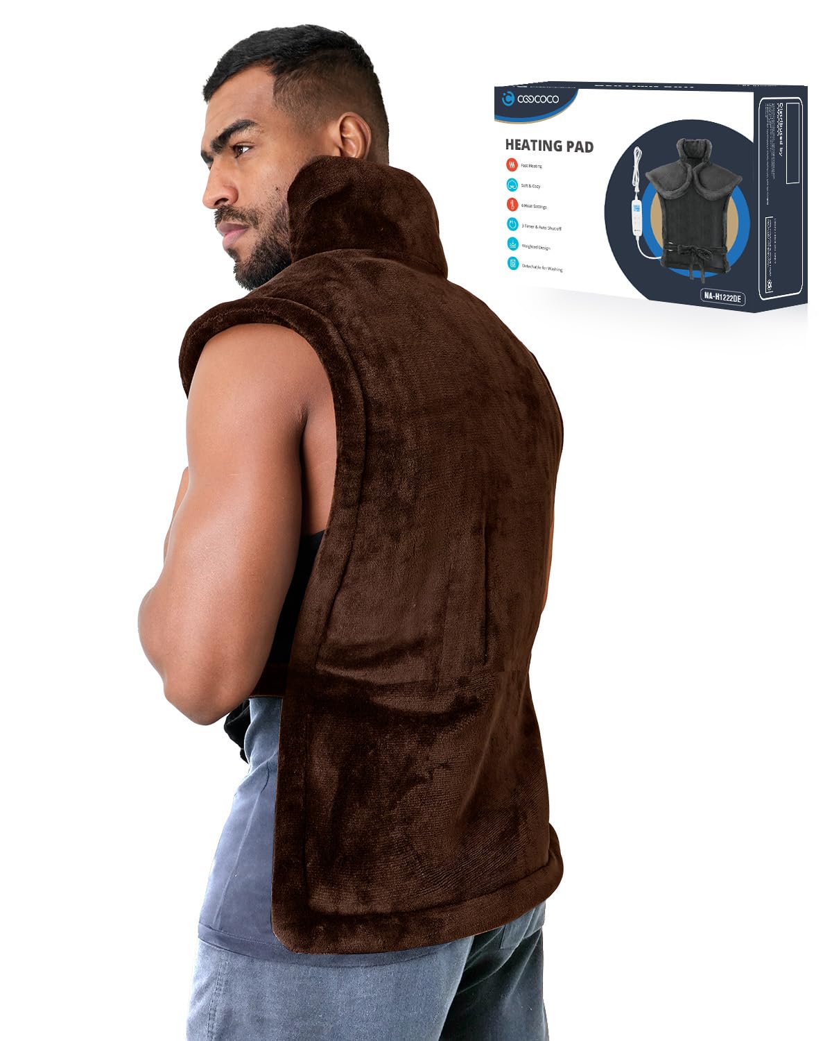 CooCoCo manta eléctrica XXL para cuello y hombros con calor suave.