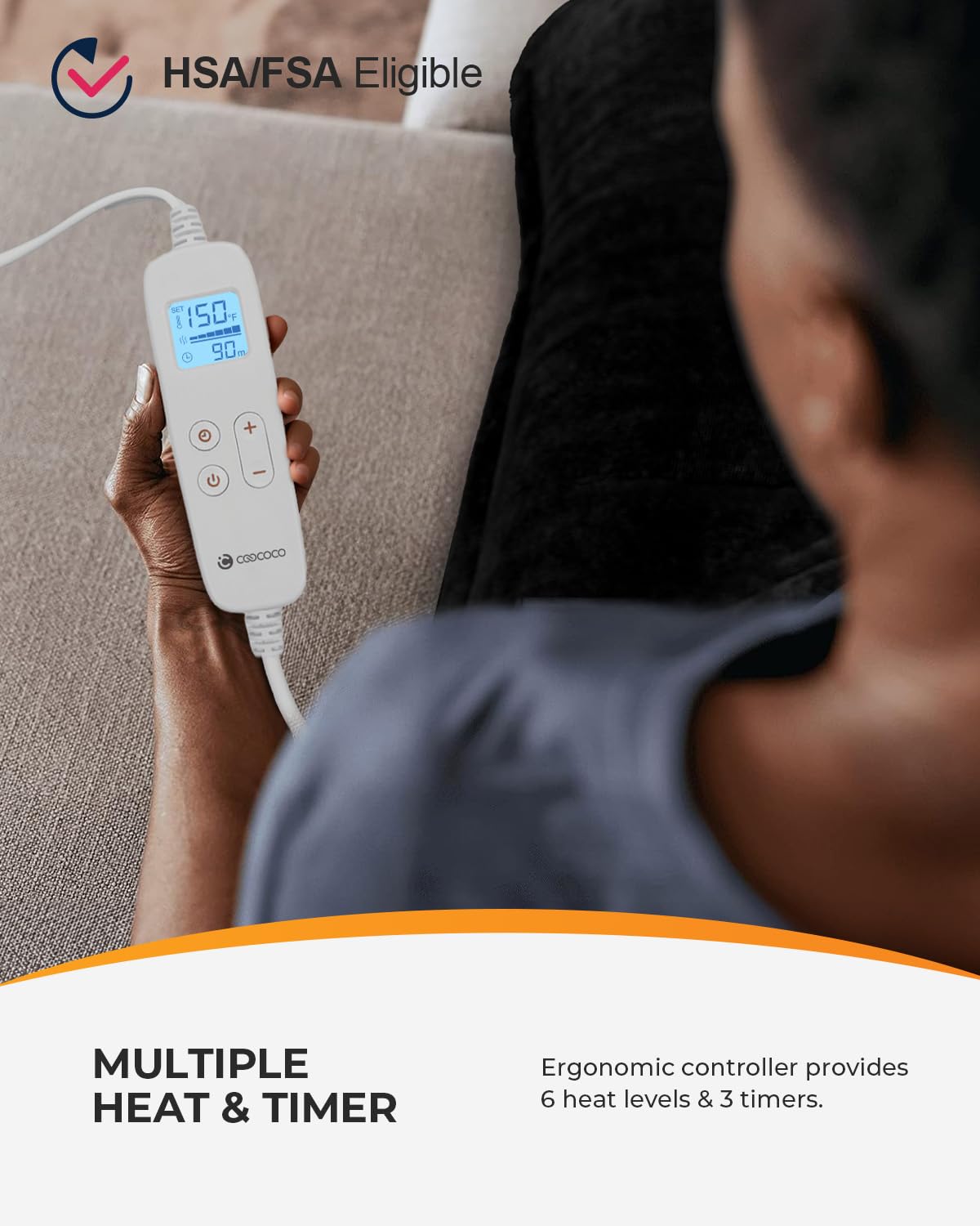 Coococo con seis niveles de calor y temporizador ajustable.