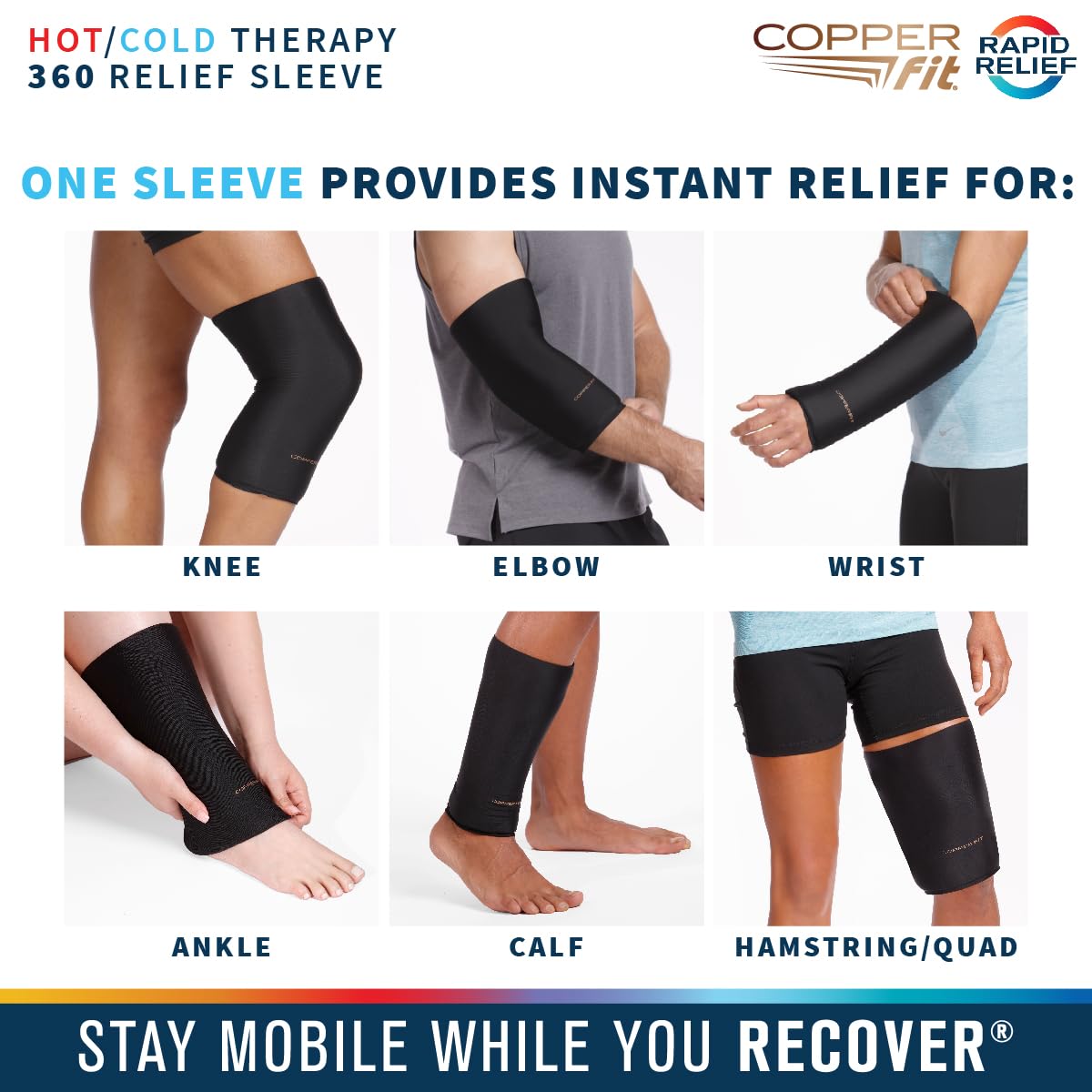 Copper Fit 360 Freeze para el codo, alivio de inflamación y soporte.