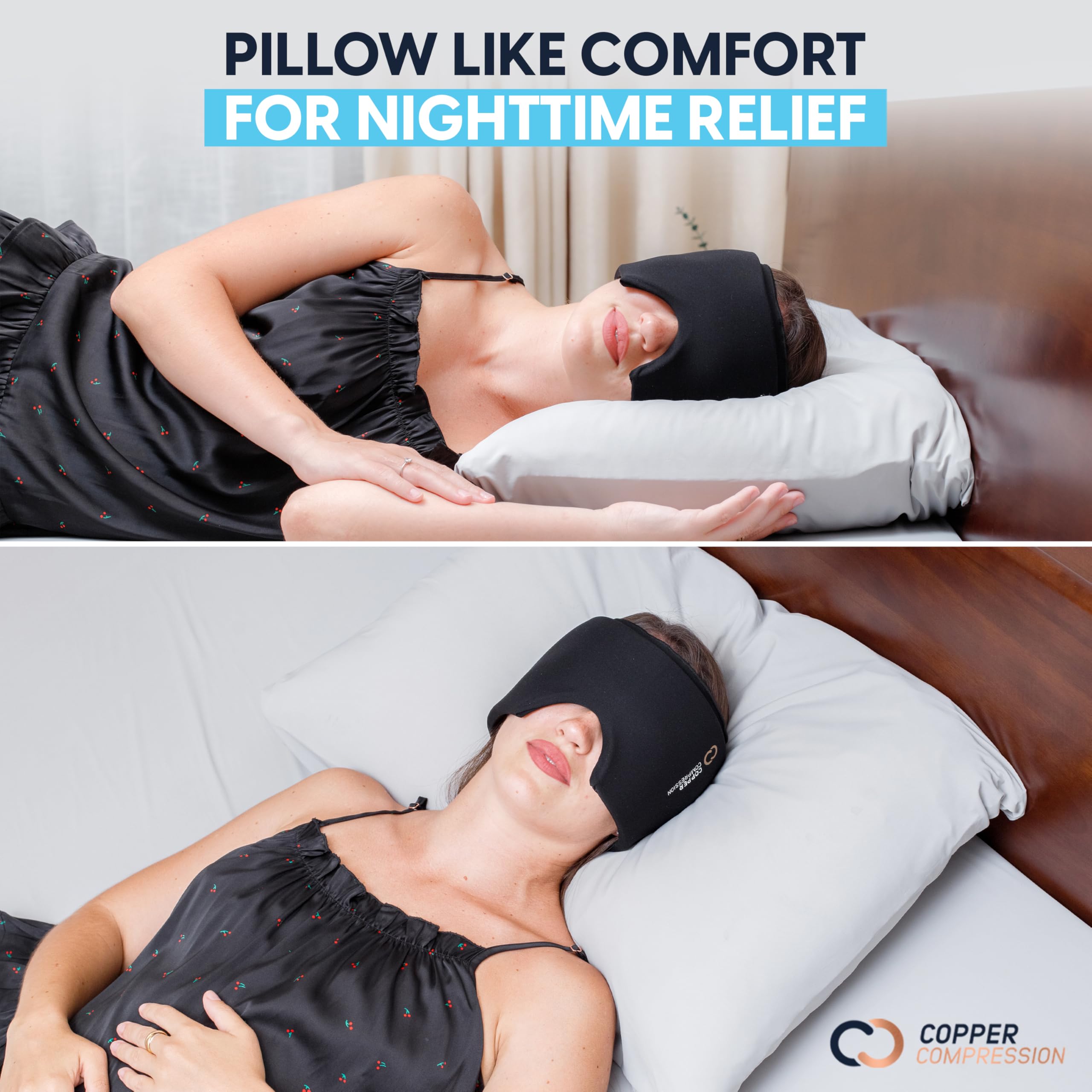 CopperFreeze Cap cubre los ojos y bloquea la luz para menor irritación.