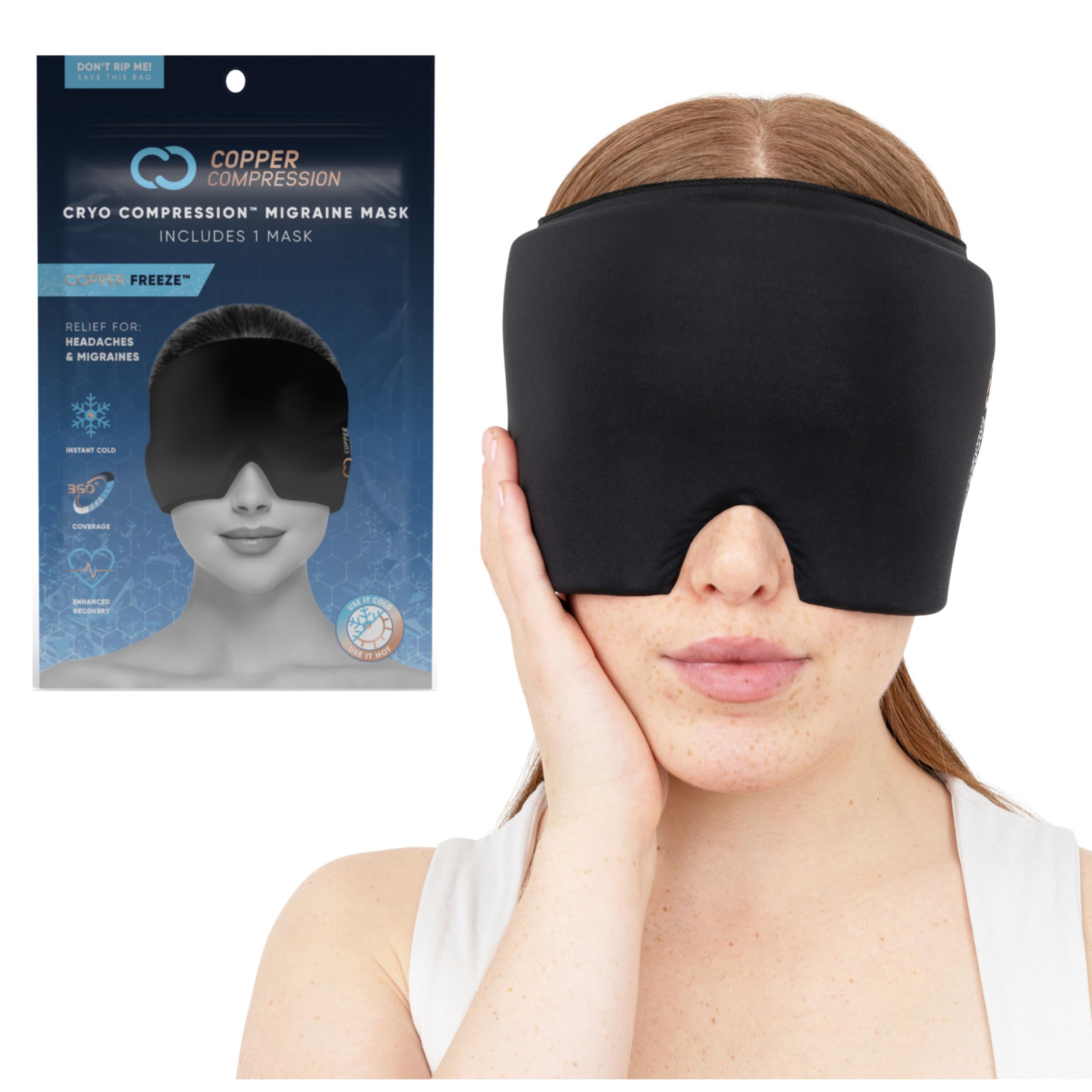 CopperFreeze Cap de Copper Compression con enfriamiento 360° para migrañas.
