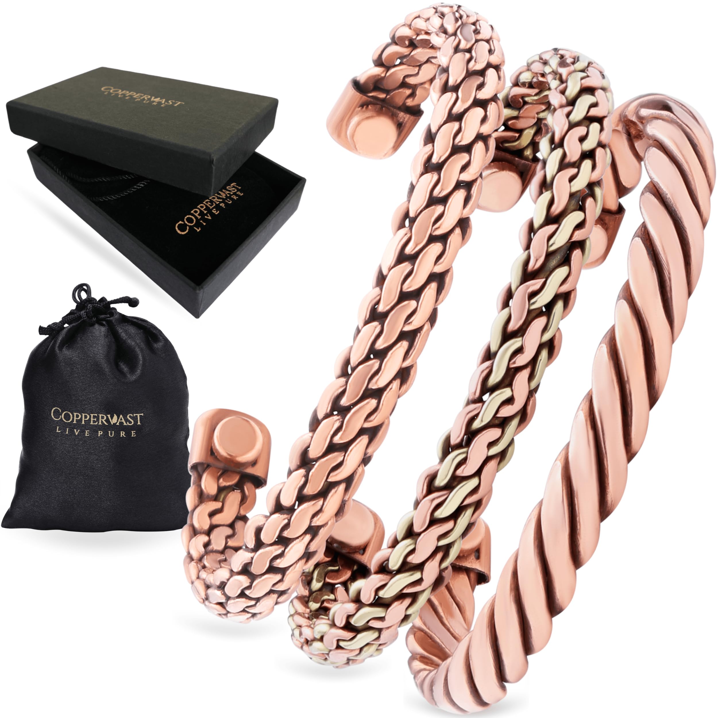 Ideal para Valentín: conjunto de pulseras Coppervast en caja.