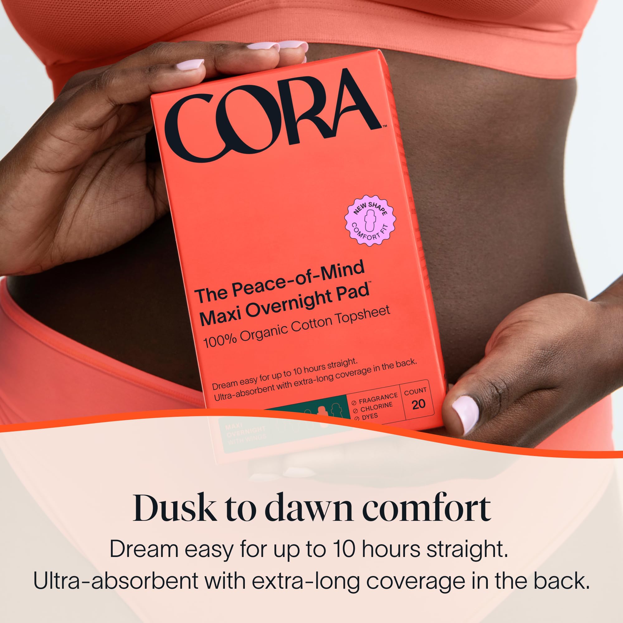 Cora, absorción rápida para mantenerse seca durante horas