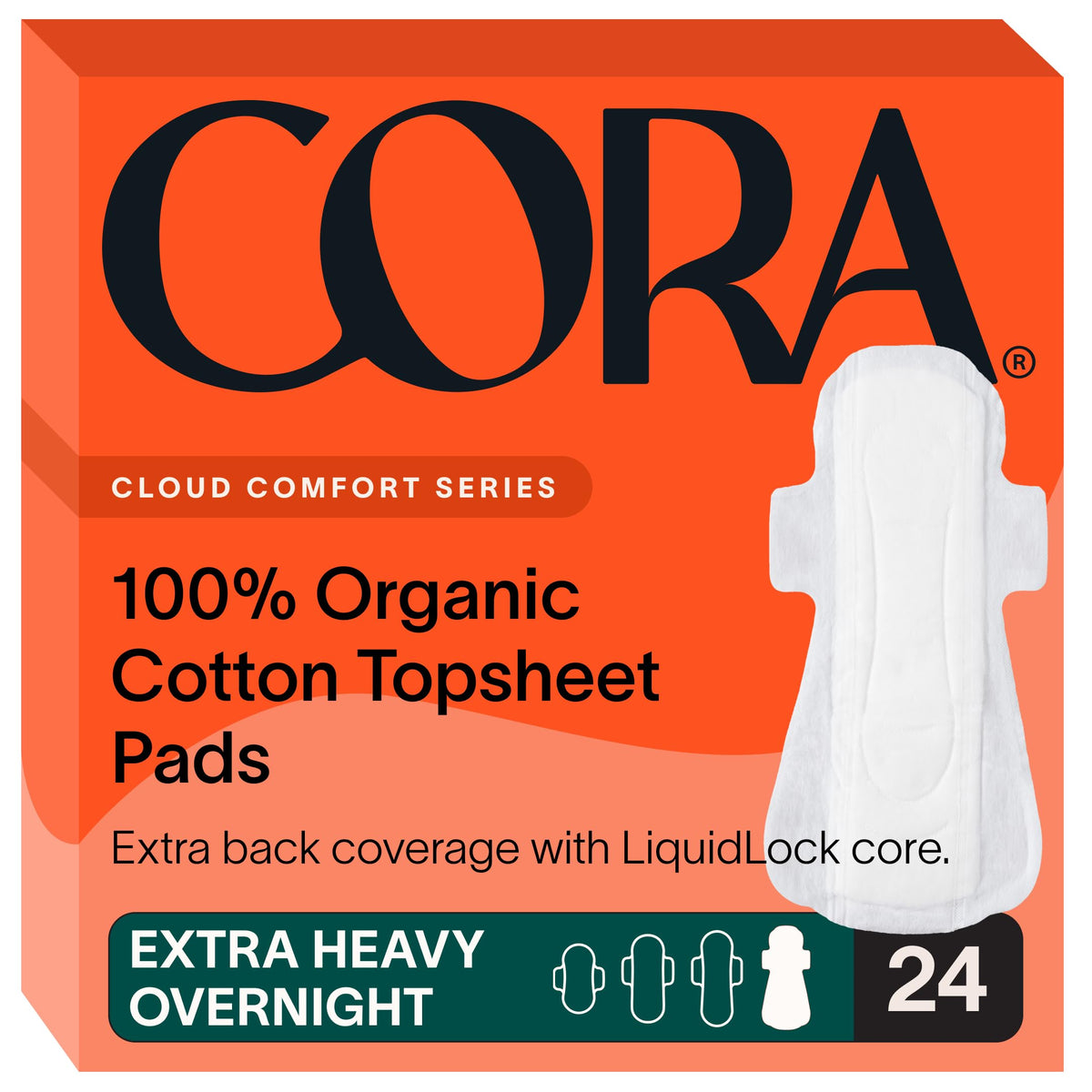 Cora almohadillas tapa-superior organicas, suavidad para la piel durante la noche.