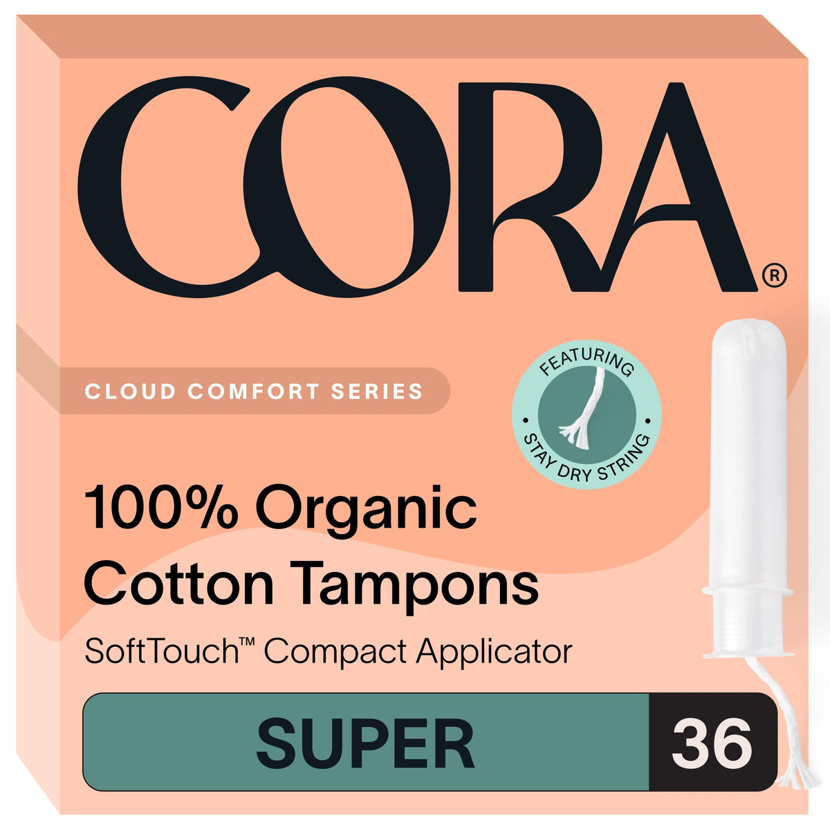 Cora tampones orgánicos con aplicador compacto para inserción suave.