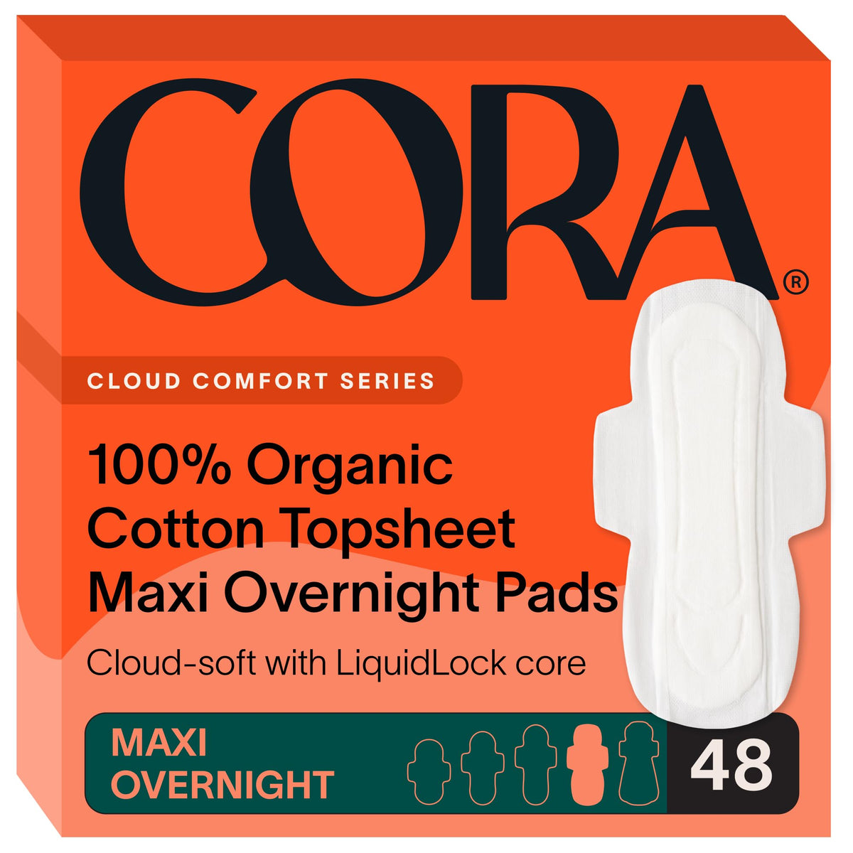 Cora, almohadilla nocturna con topsheet orgánico en frente para suavidad duradera