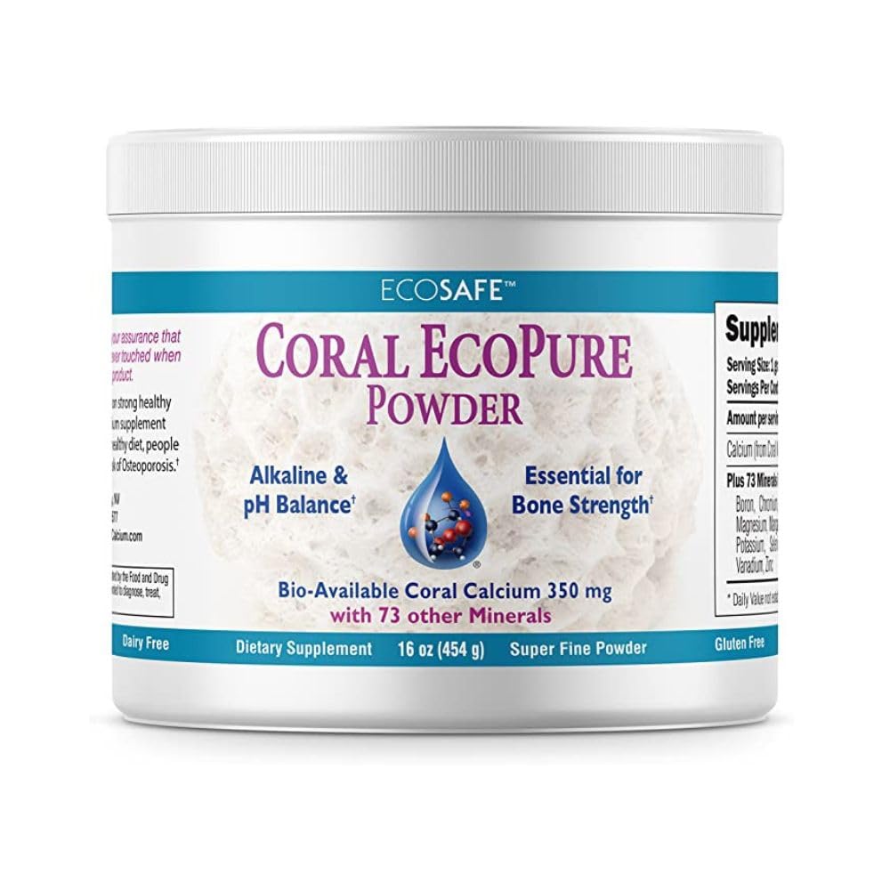 Coral White Ecopure polvo calcio, fuente mineral natural para equilibrio diario.