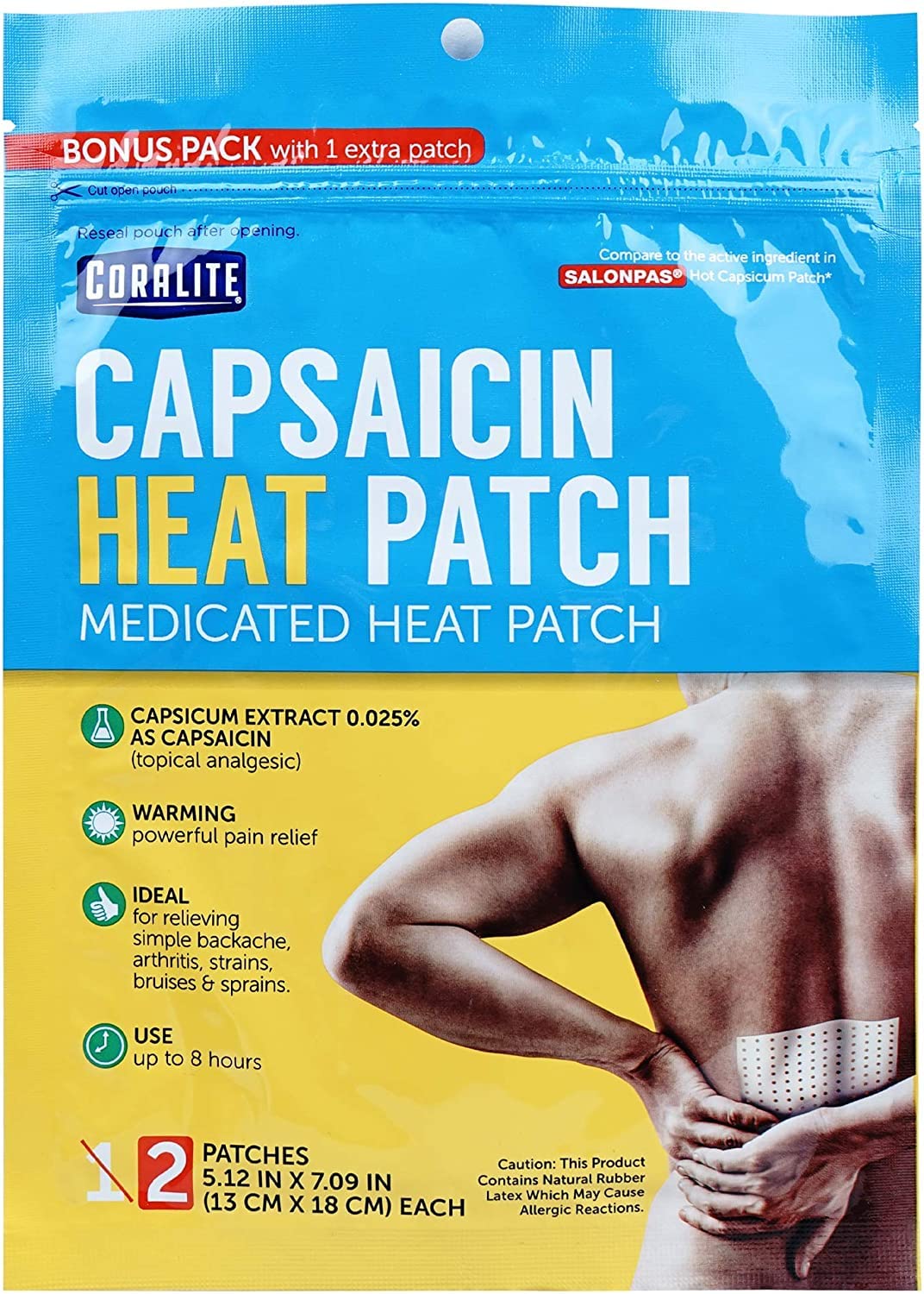 Parche Coralite con calor para relajación muscular después del ejercicio.