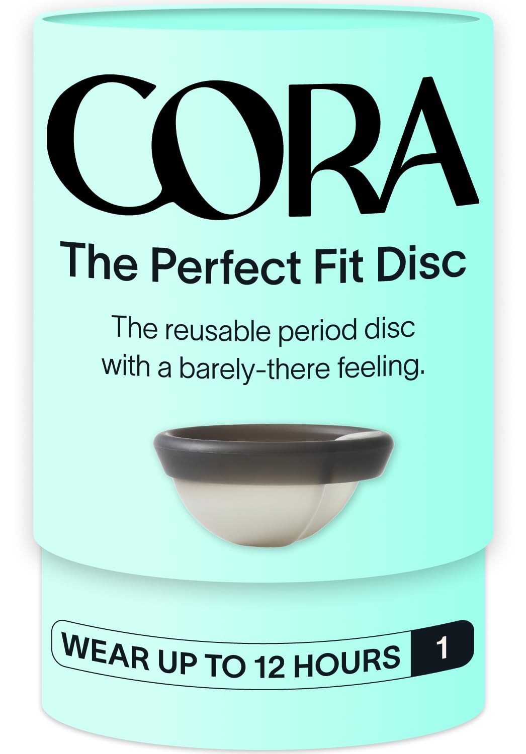 Cora Disco Menstrual Carbón en uso, comodidad diaria.
