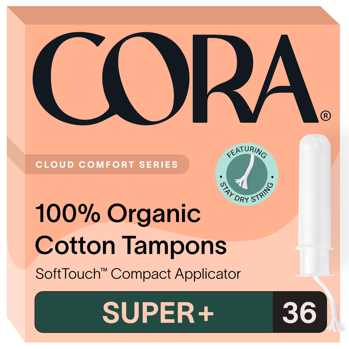 Cora tampones empaque nuevo con algodón orgánico para cuidado diario