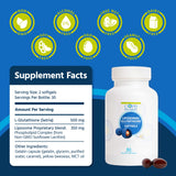 Etiqueta informativa de Core Med Science glutation liposomal con alérgenos claros