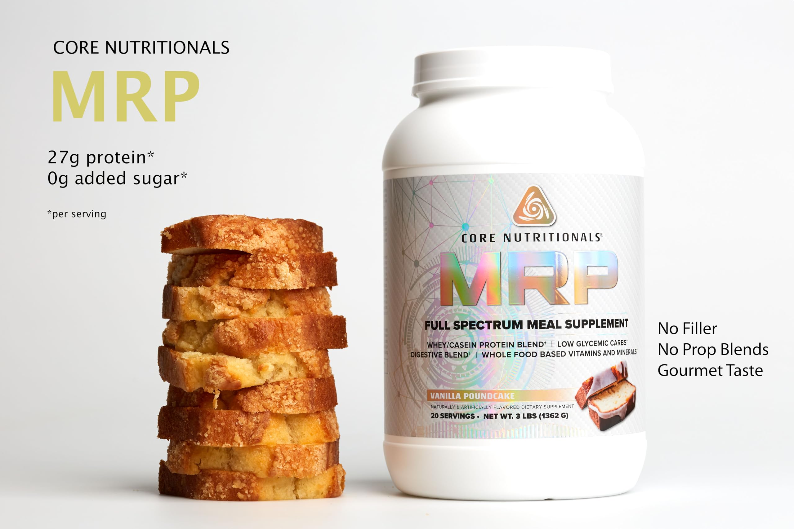 Core Nutritionals MRP, batido fácil de preparar para energía sostenida.