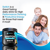 CoreBody Switch mezcla-en-vaso: mezcla fácil con agua para enfoque sostenido.