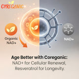 Etiqueta detallada de Coreganic Clean NAD+ con NR y ingredientes orgánicos.