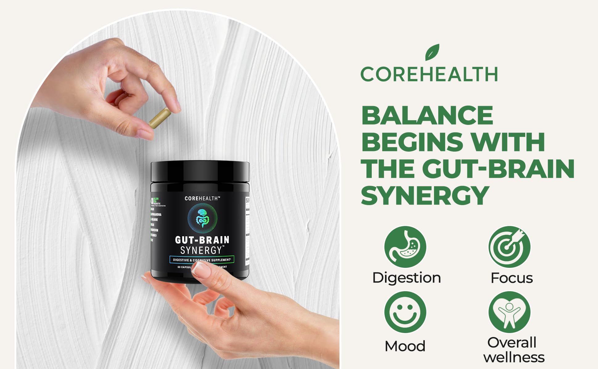 COREHEALTH ashwagandha-L-teanina-Zinc: cápsulas para foco mental y calma sin sobresaltos